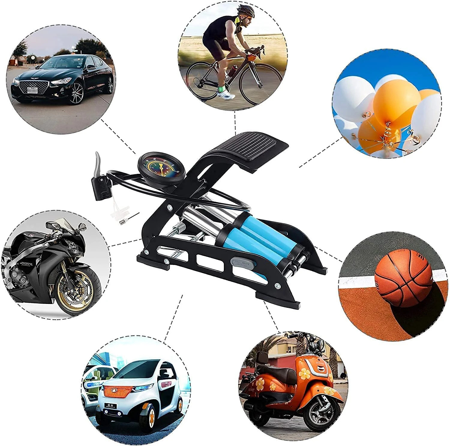 Image of LIRZEG Foot Pump Car, Volleyball Pump, Motorcycle Pump