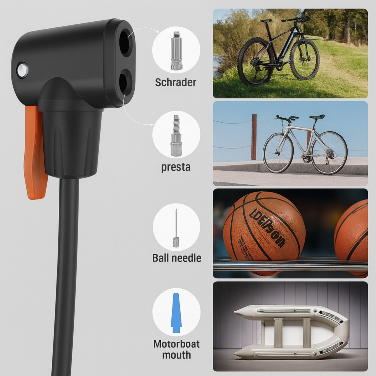 Image of VOCO Foot Air Pump with Pressure Gauge High Pressure Tyre Inflator Bicycle, Car, Motorcycle Pump
