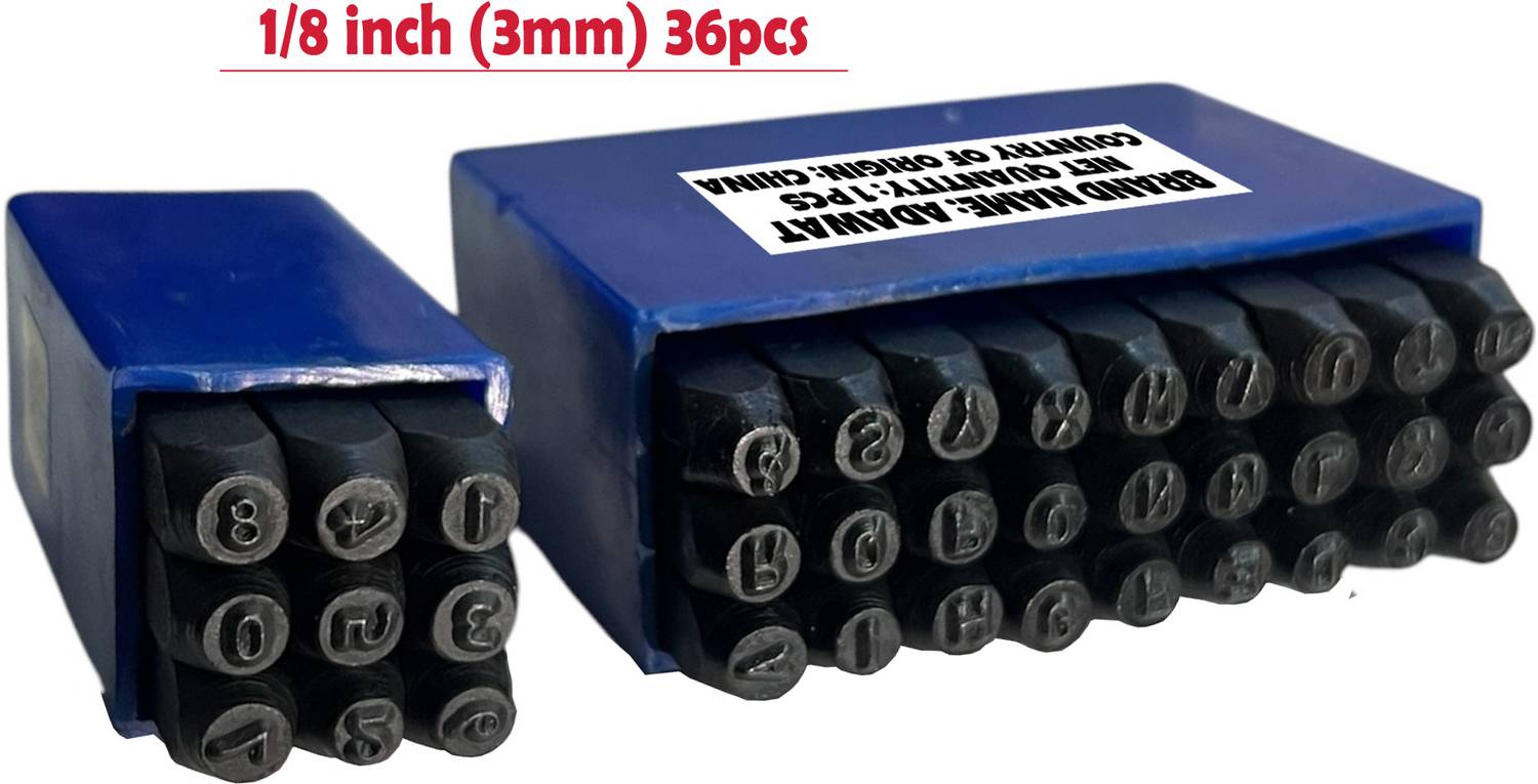 ADAWAT Letter & Number Punch Set 9 Numbers (0 to 9) & 27 Letters (A to Z ) 1/8" (3mm) Punches & Punching Machines