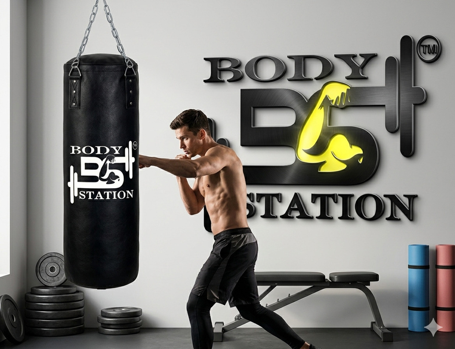 Image of Bodystation SRF Heavy-Duty Unfilled Boxing Bag with Shock Absorbers Hanging Bag