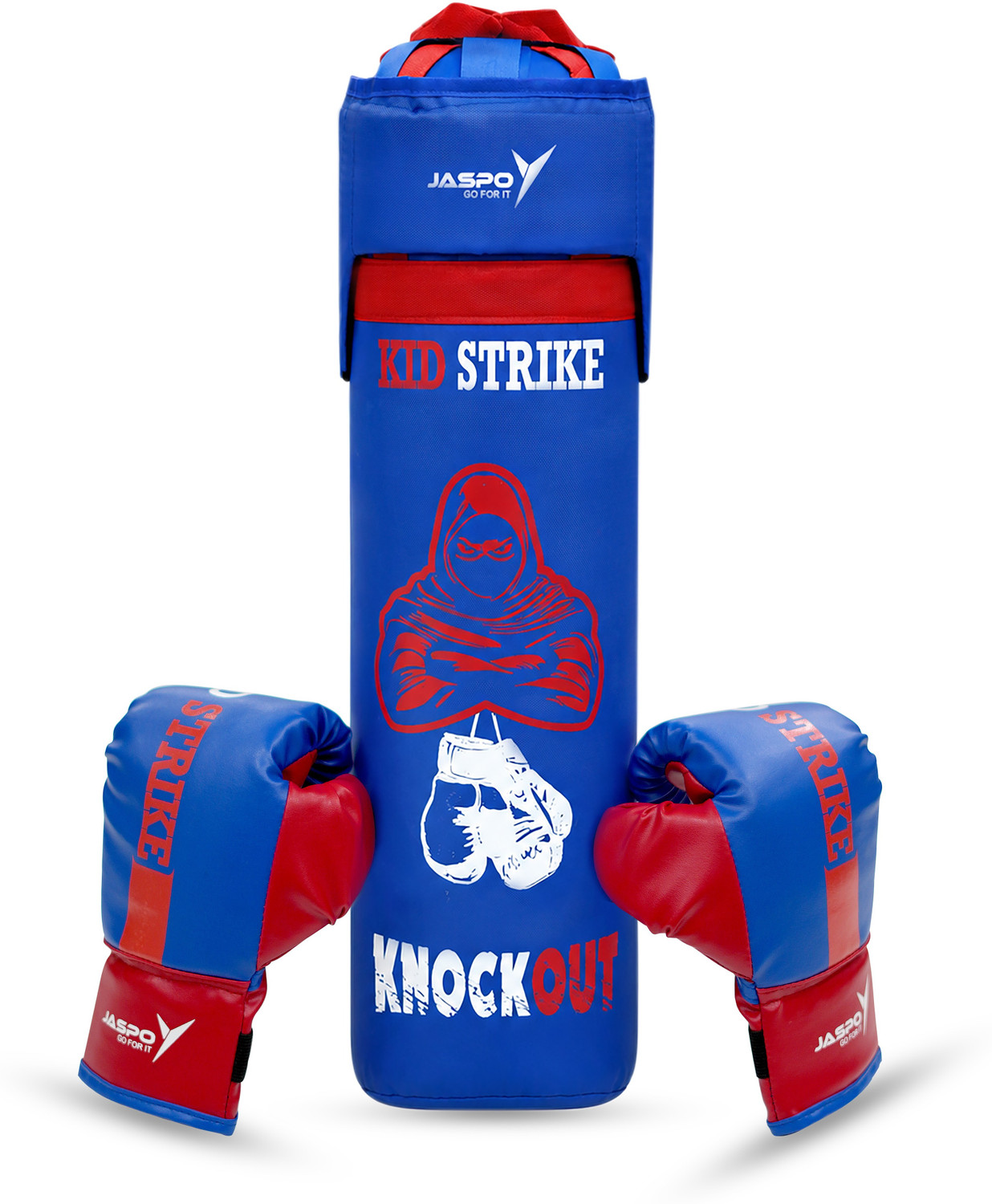 Image of Jaspo Kid Strike Boxing Kit for Kids 3-8 Yrs|Punch Bag, Boxing Gloves & Headgear Combo Hanging Bag
