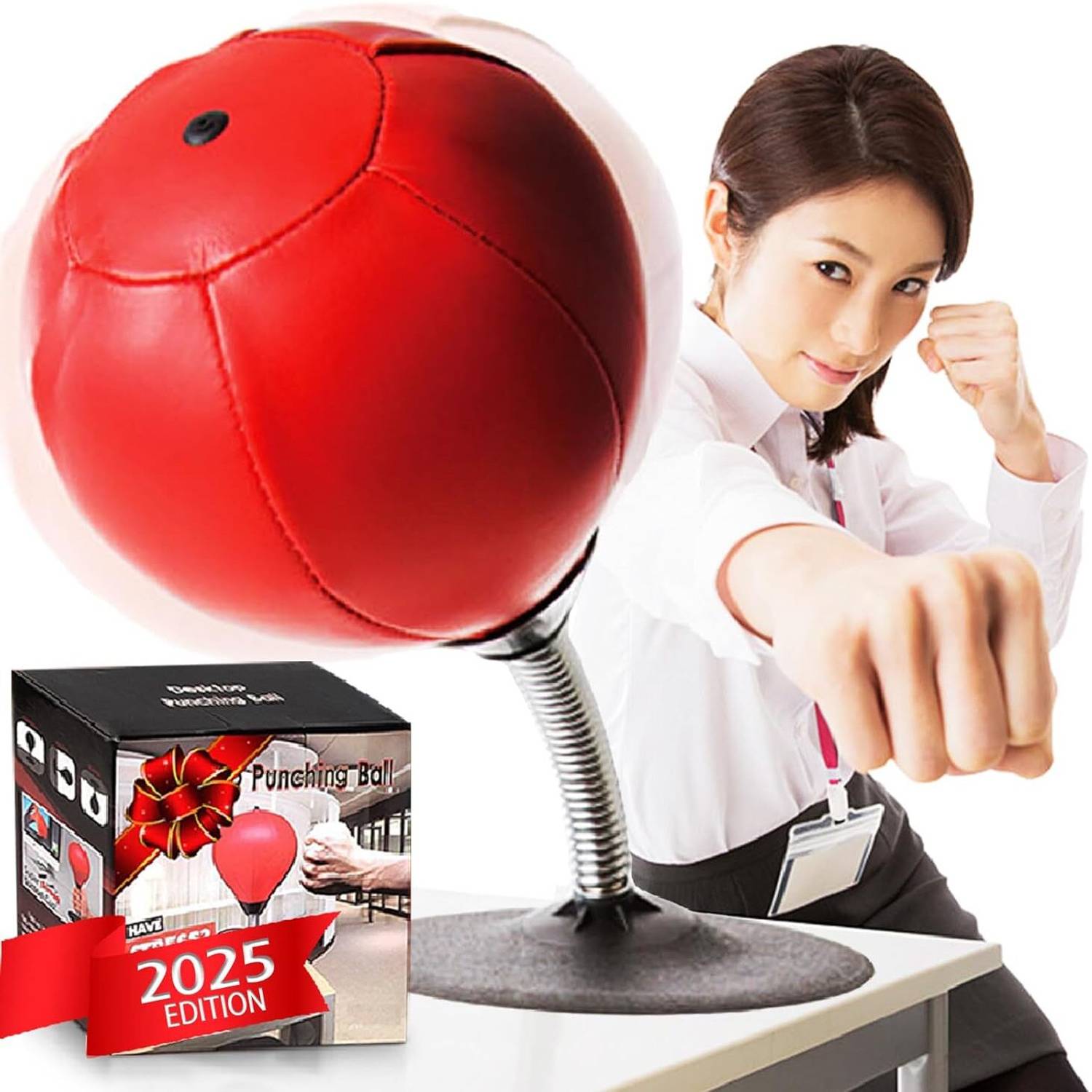 AHBHT Standing Desktop Punching Bag Stress Buster Relief with Stand Boxing Punch Ball Standing Bag