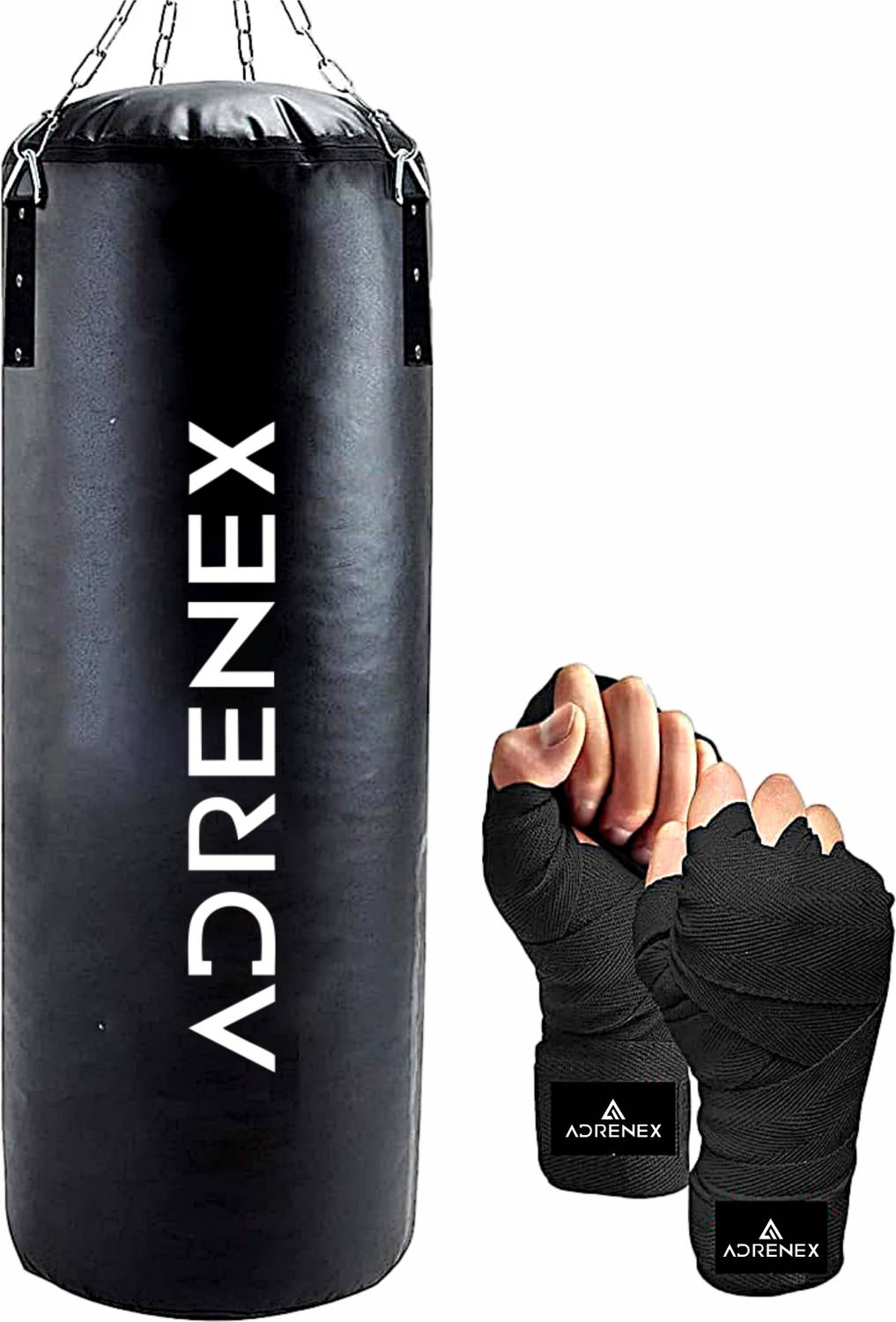 Adrenex Heavy Premium Boxing Bag with Hand Wrap and Chain - Image 1