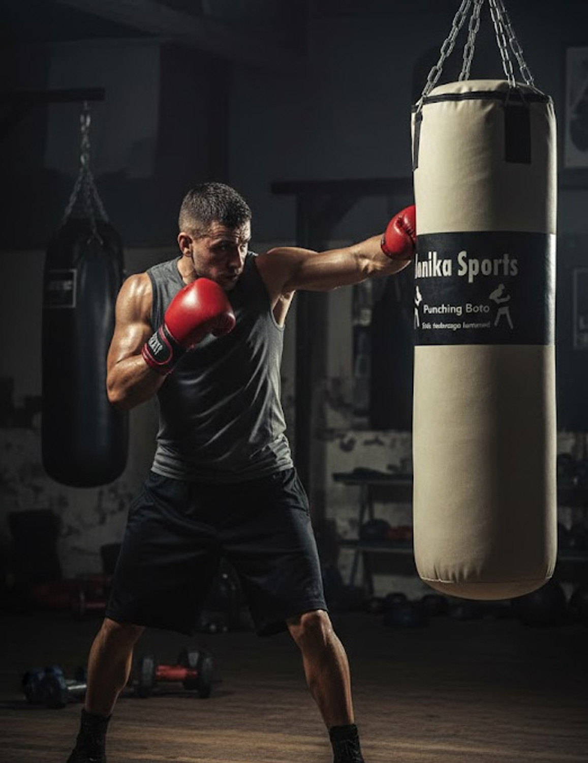 Image of Monika Sports 4 Feet Unfilled Punching Bag with Hanging chain Free / Boxing Bag Hanging Bag