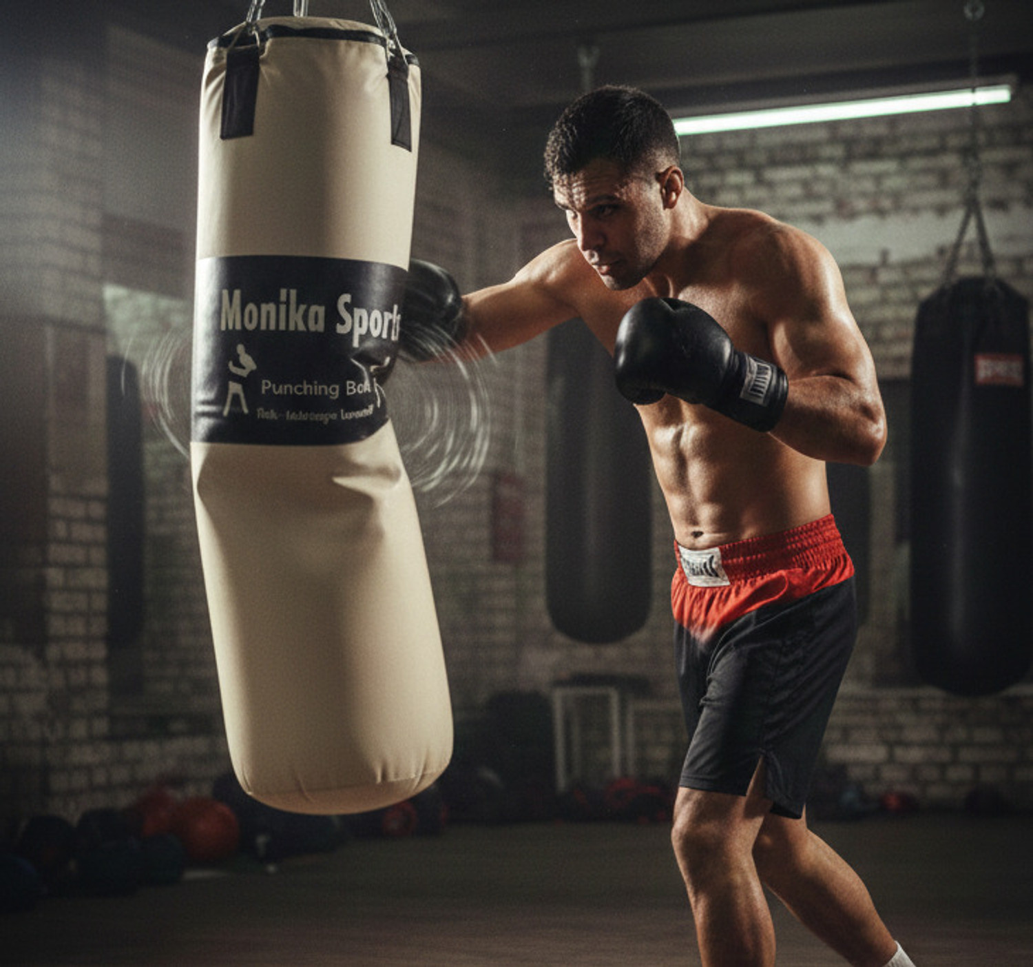 Image of Monika Sports 4 Feet Unfilled Punching Bag with Hanging chain Free / Boxing Bag Hanging Bag