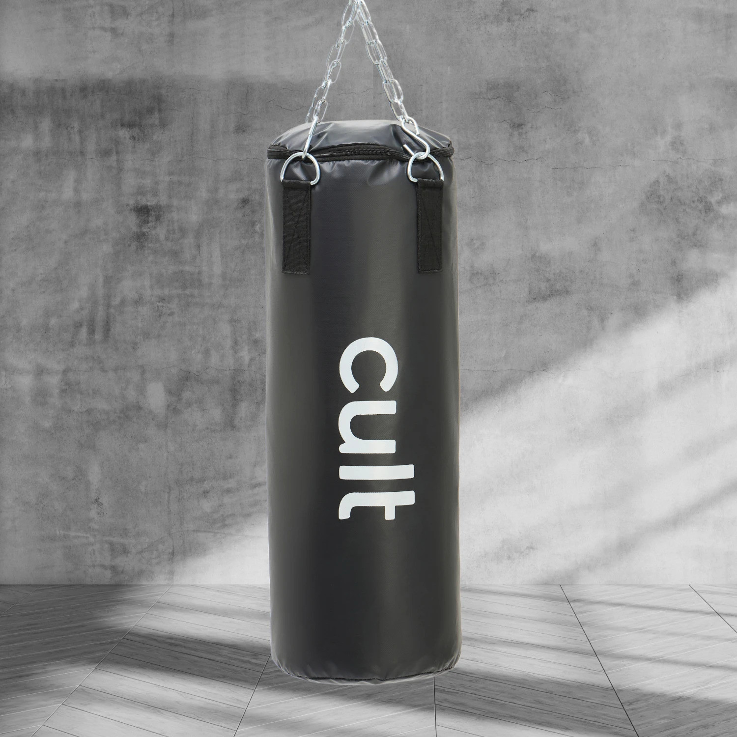 Image of Cult Punching Bag Black-4ft with Hand wrap Hanging Bag