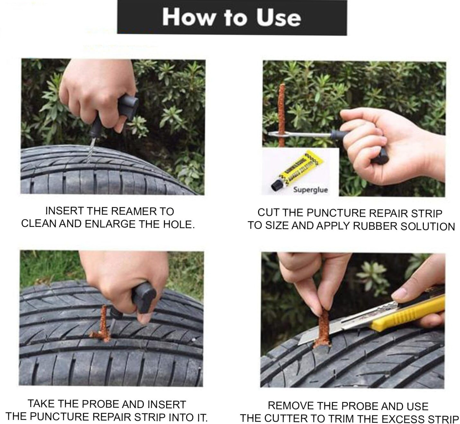 Image of TIREWELL TW-5030 Universal Tubeless Tyre Puncture Repair Kit with Box Emergency Tool Tubeless Tyre Puncture Repair Kit