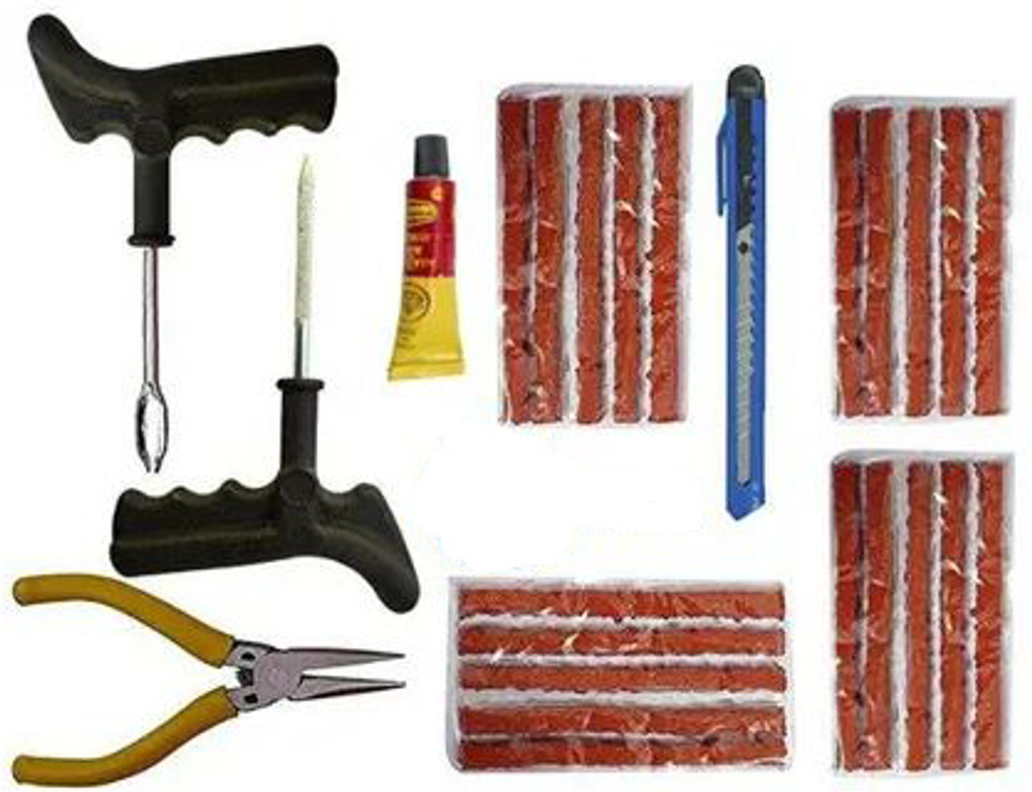 Image of FKOK (Pack of 20 Puncher Strips) Tool Set for Bike & Car Tubeless Tyre Puncture Repair Kit