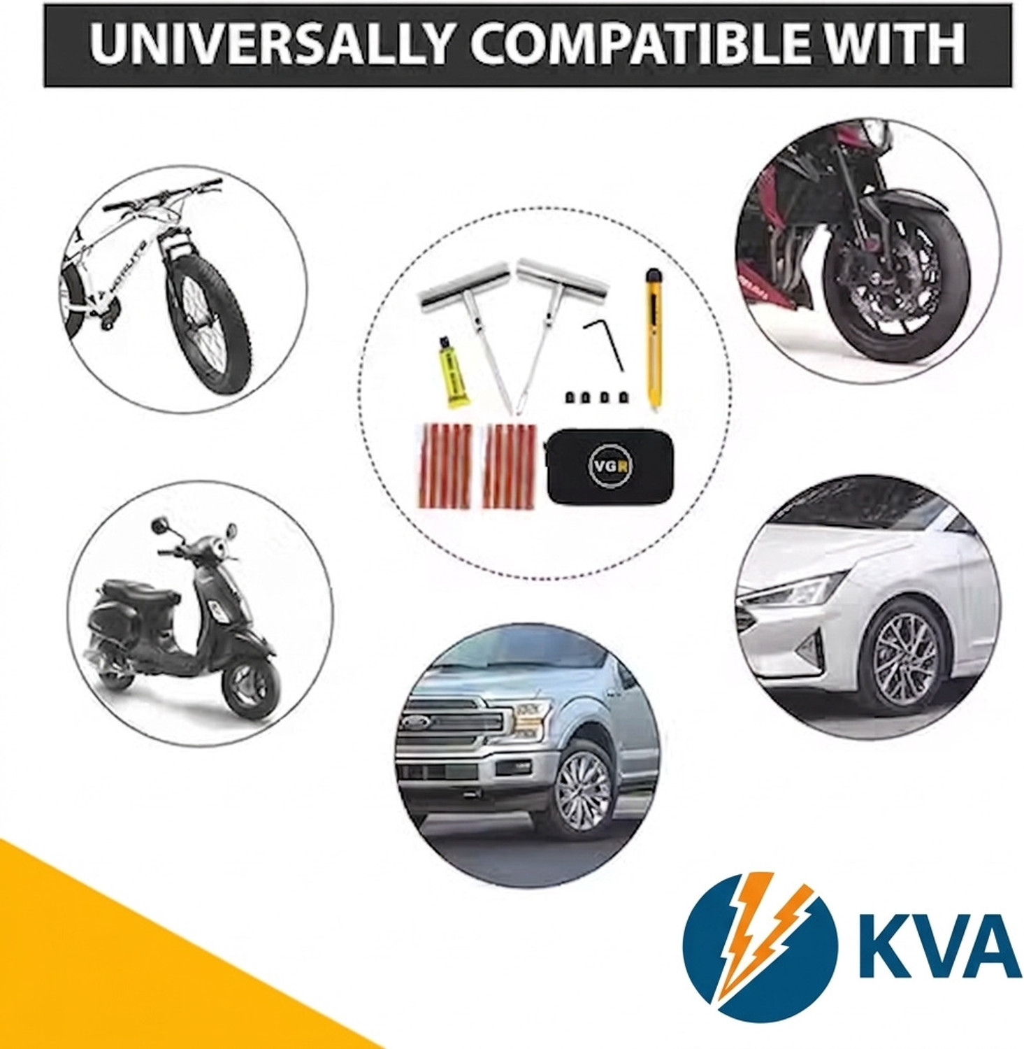 Image of KVA KV-125 Tubeless Tyre Puncture Repair Kit