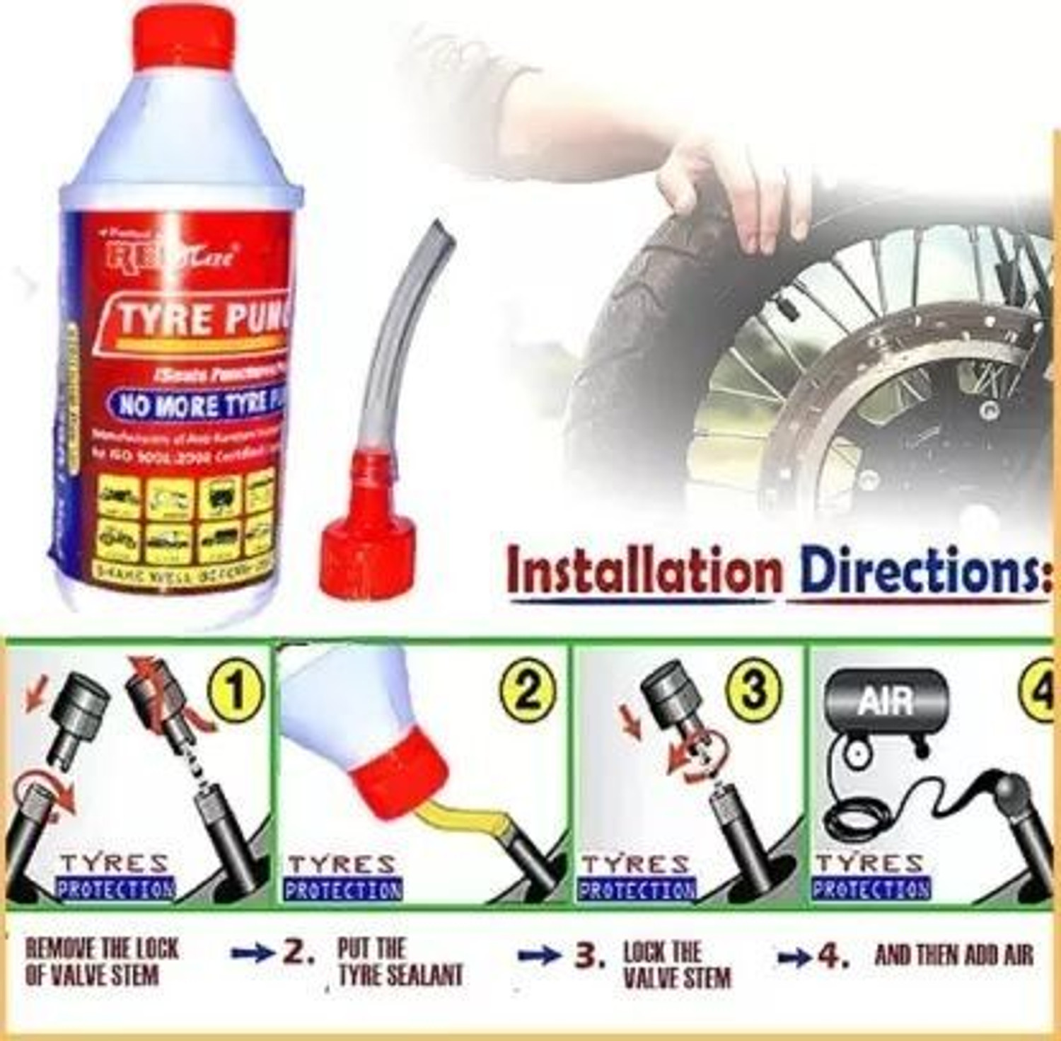 Image of COMICAL Tyre Puncture Solution Tubeless Tire Sealant Pack Of 2 Tubeless Tyre Puncture Tubeless Tyre Puncture Repair Kit