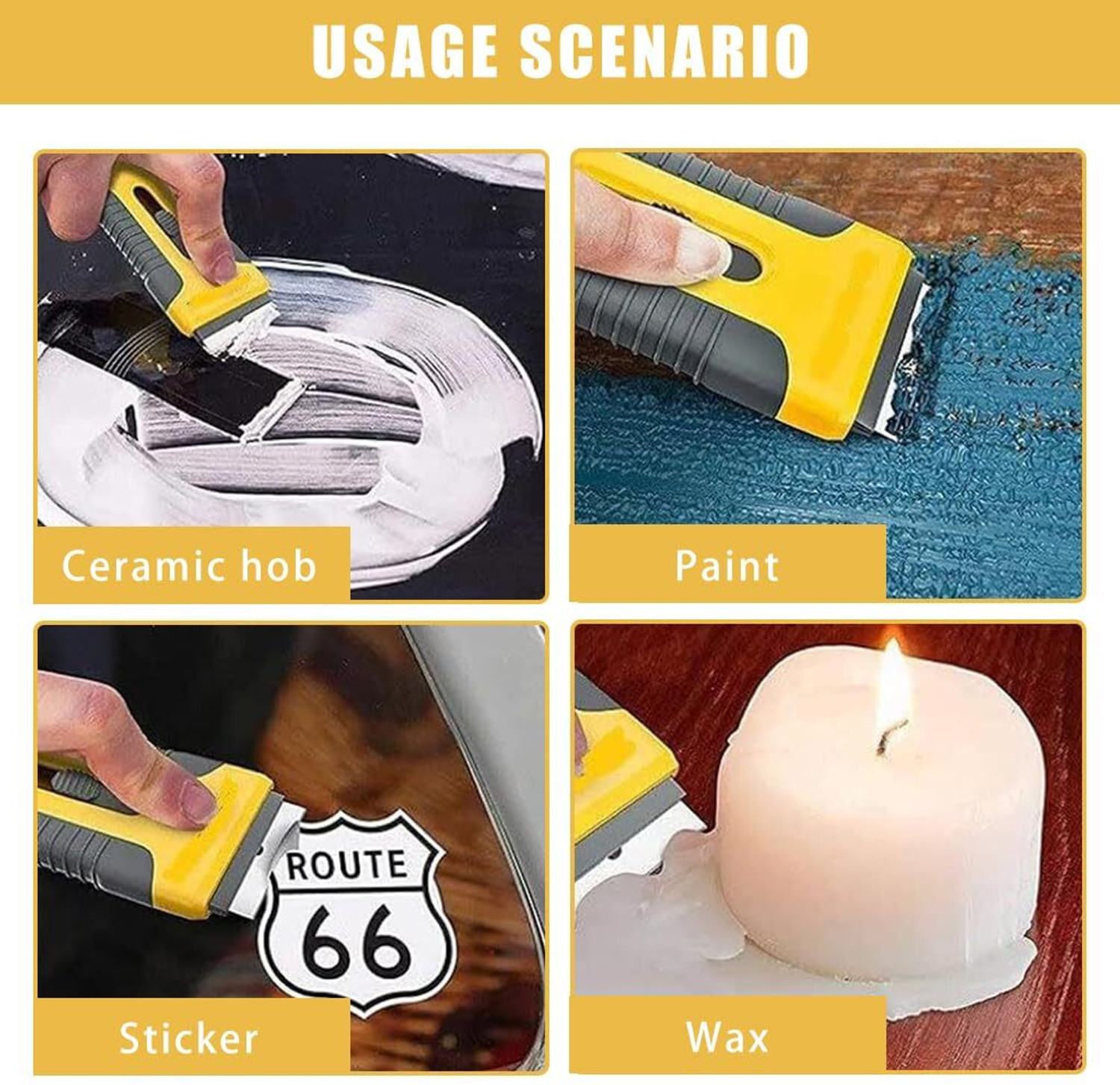 Image of otak Metal Scraper with 10 Pcs Blades - Stain & Glue Removal Tool Rust Removal Solution (50 g)