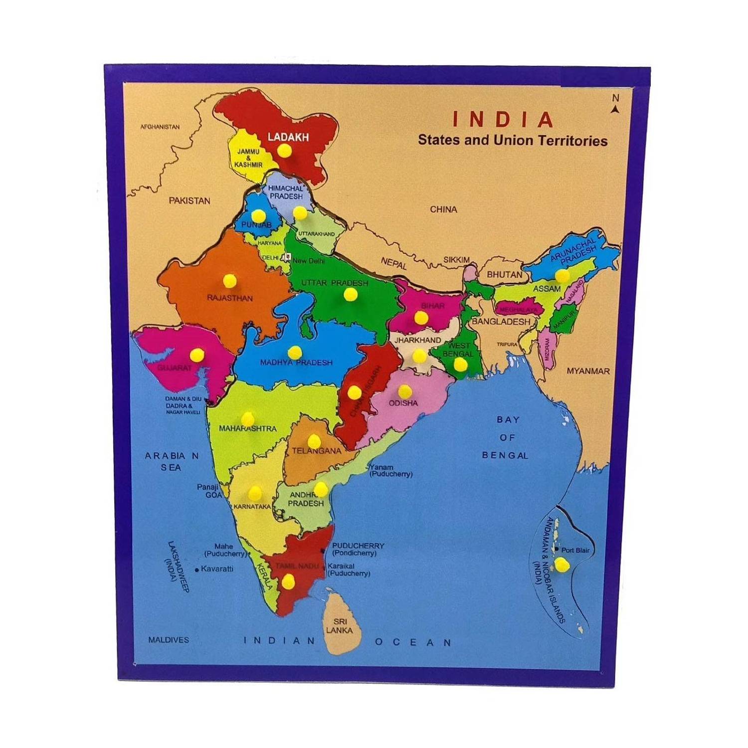 Ashmi Wooden Large Premium Map of India Jigsaw Puzzle with State For Knowledge & Learning Aids, Board Game Best Gift For Kids and home office decor Age 5+
