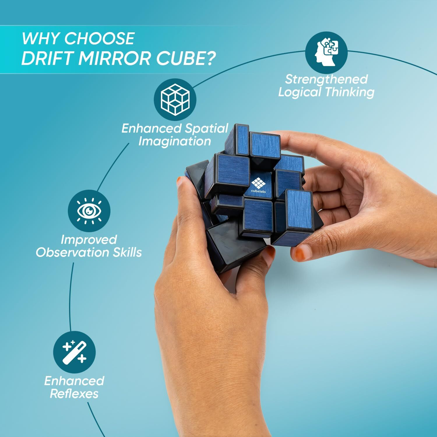 Image of Cubelelo Drift Blue Mirror Cube Speedcube Highspeed Magic Cube Puzzle