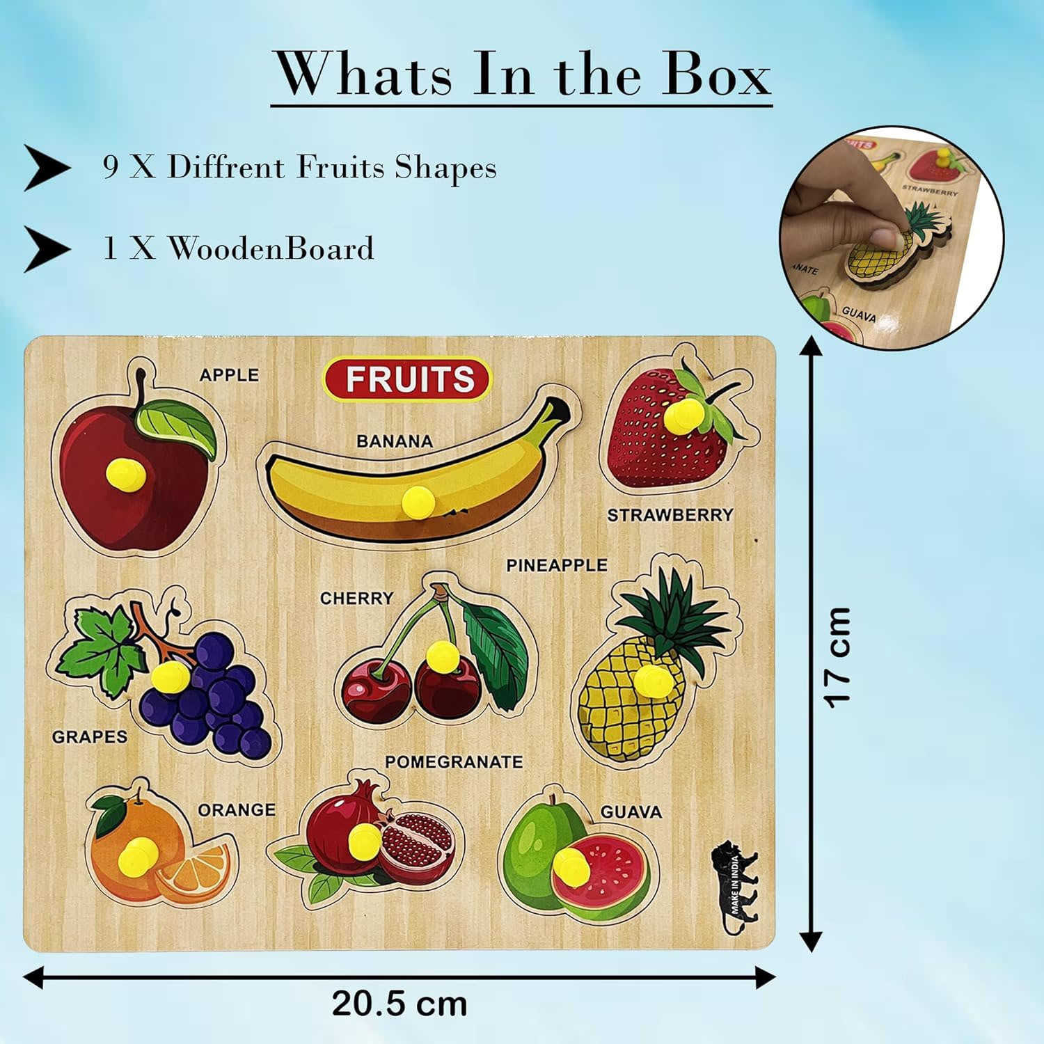 Image of TOYVISION New Arrival Fruits Puzzle Knobs Educational Learning Toy for Kids