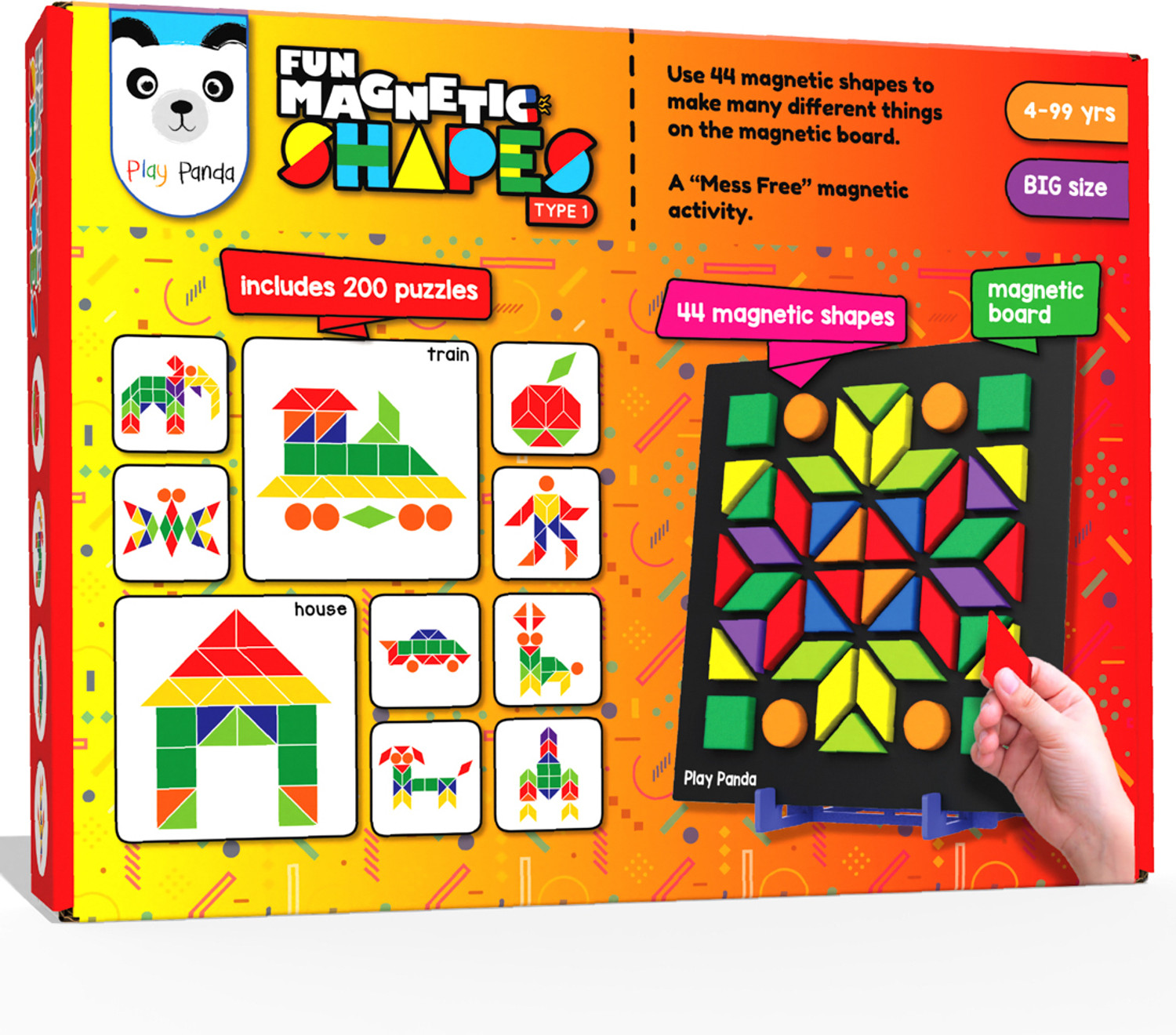 Image of PLAY PANDA Fun Magnetic Shapes (senior) Type 1 with 44 Magnetic Shapes & 200 Puzzles