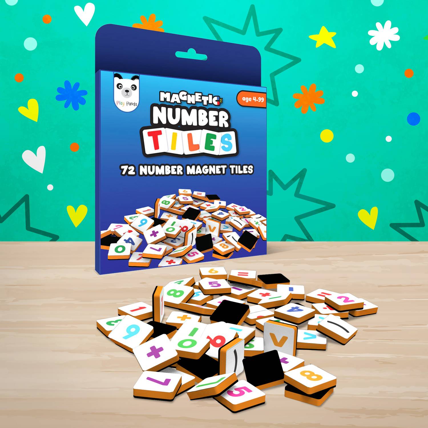 PLAY PANDA Magnetic Number Tiles - 72 Magnetic Number Tiles (144