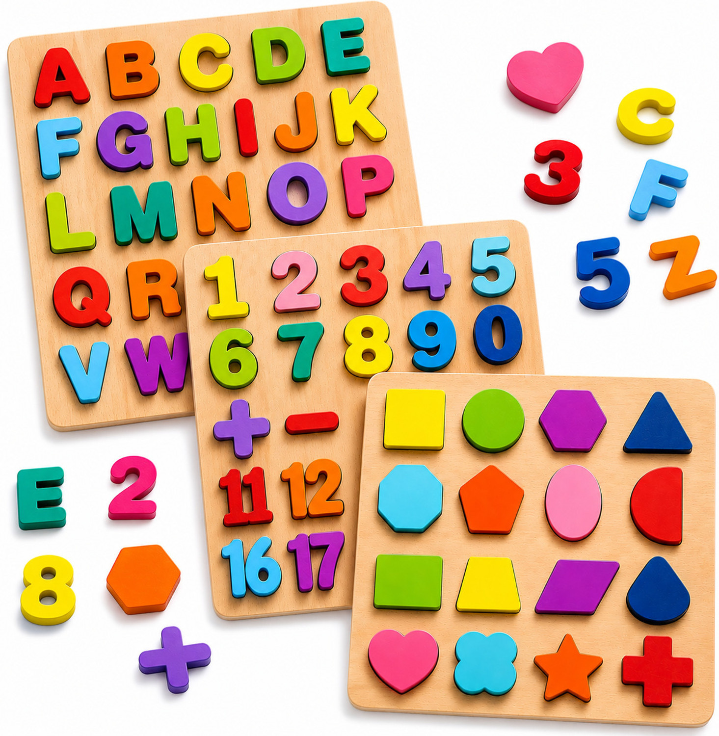Image of PRIVATECAVE Wooden Learning Educational ABCD Board ,alphabet and shape puzzle for Kids