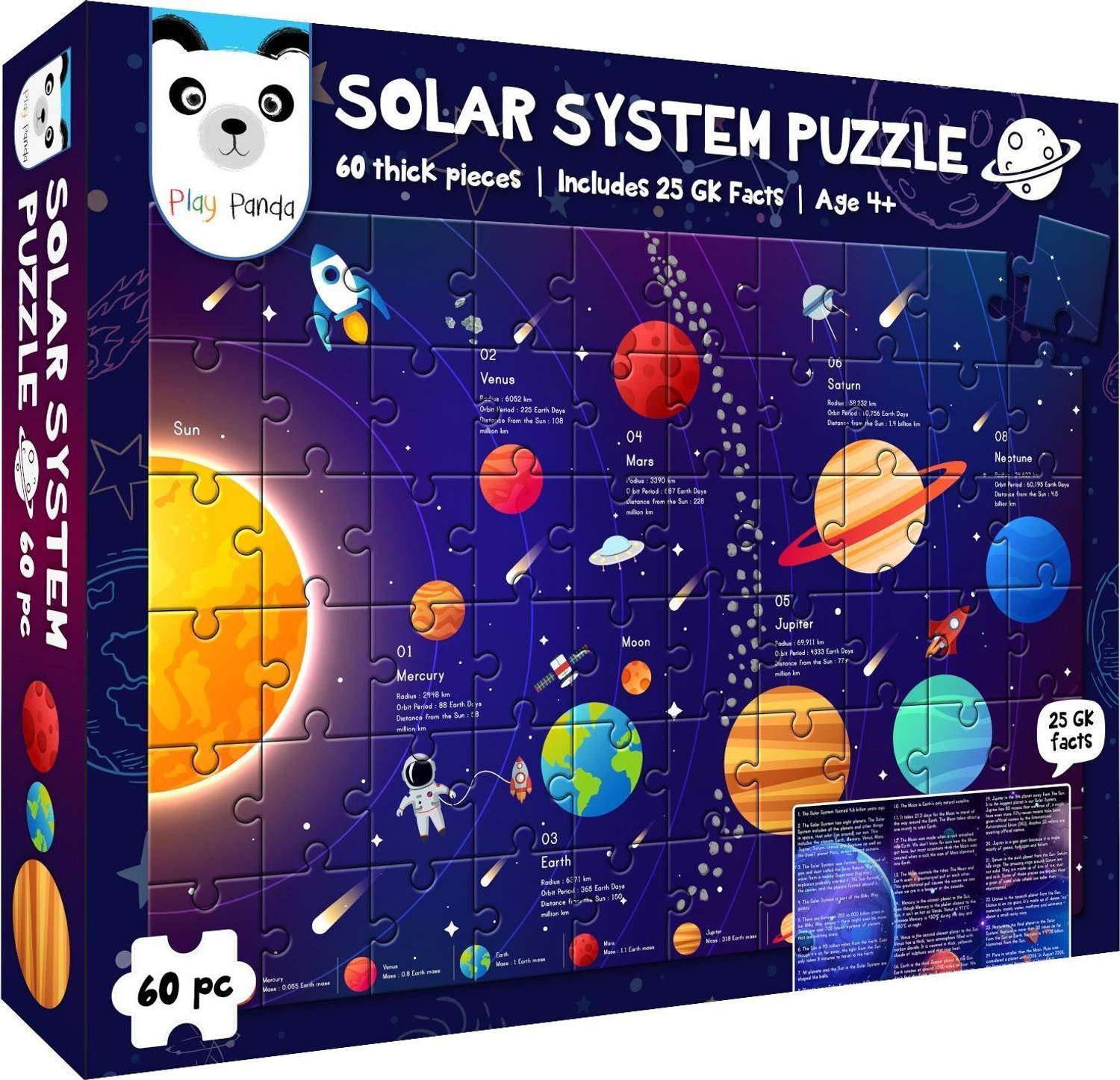 PLAY PANDA Solar System Puzzle with 60 Pieces & 25 GK Facts (60 P