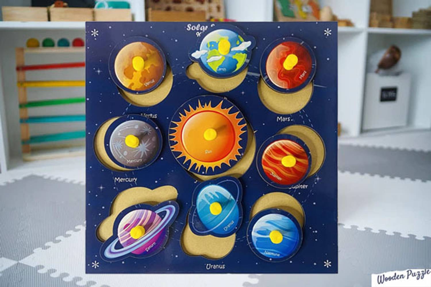 BUY SURETY Montessori Wooden Puzzle Board of Outer Solar System Puzzle Blocks Science Toys