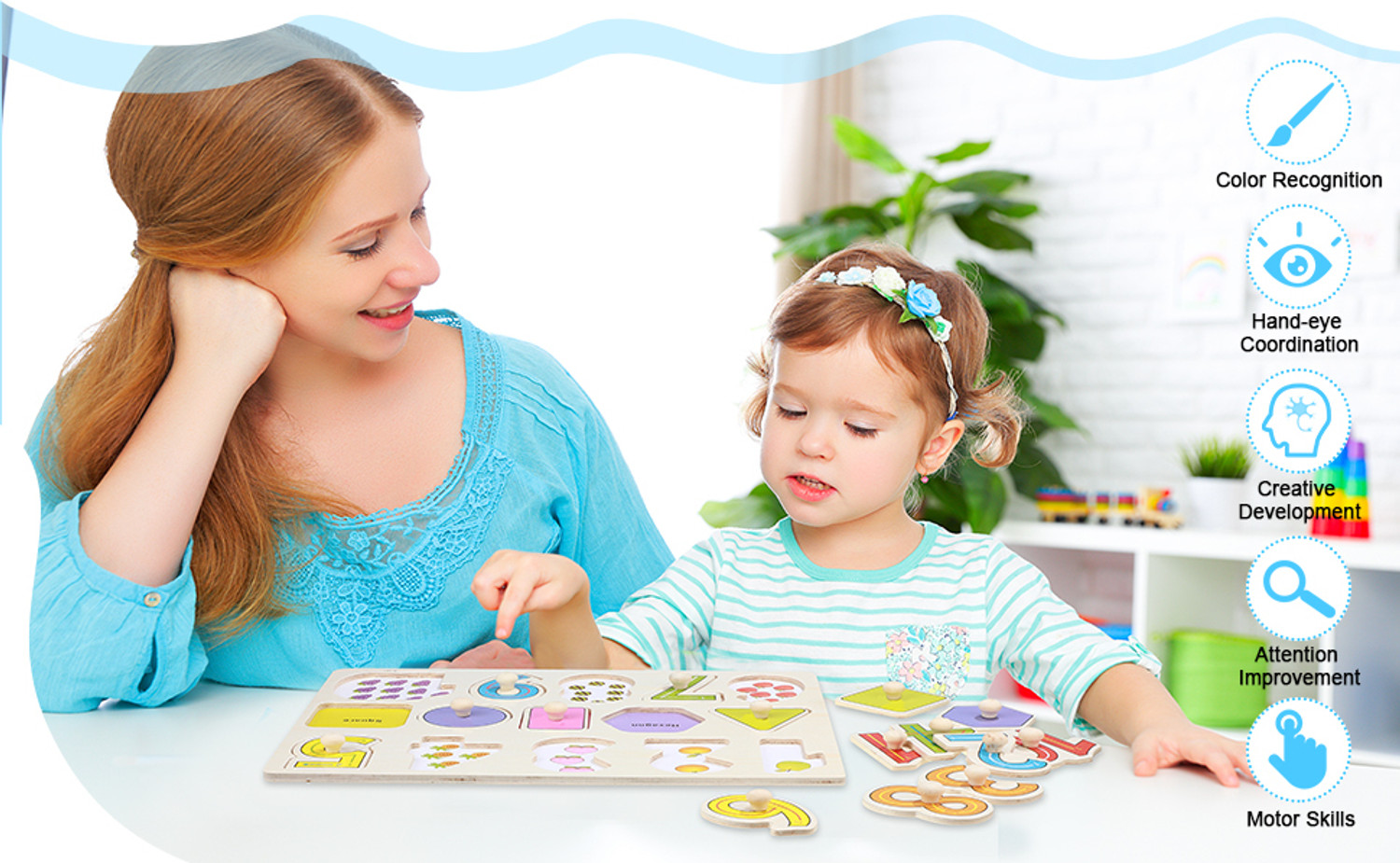 Image of Appster Educational Colorful Wooden Puzzle Toy Kids Learning Toys Board Game