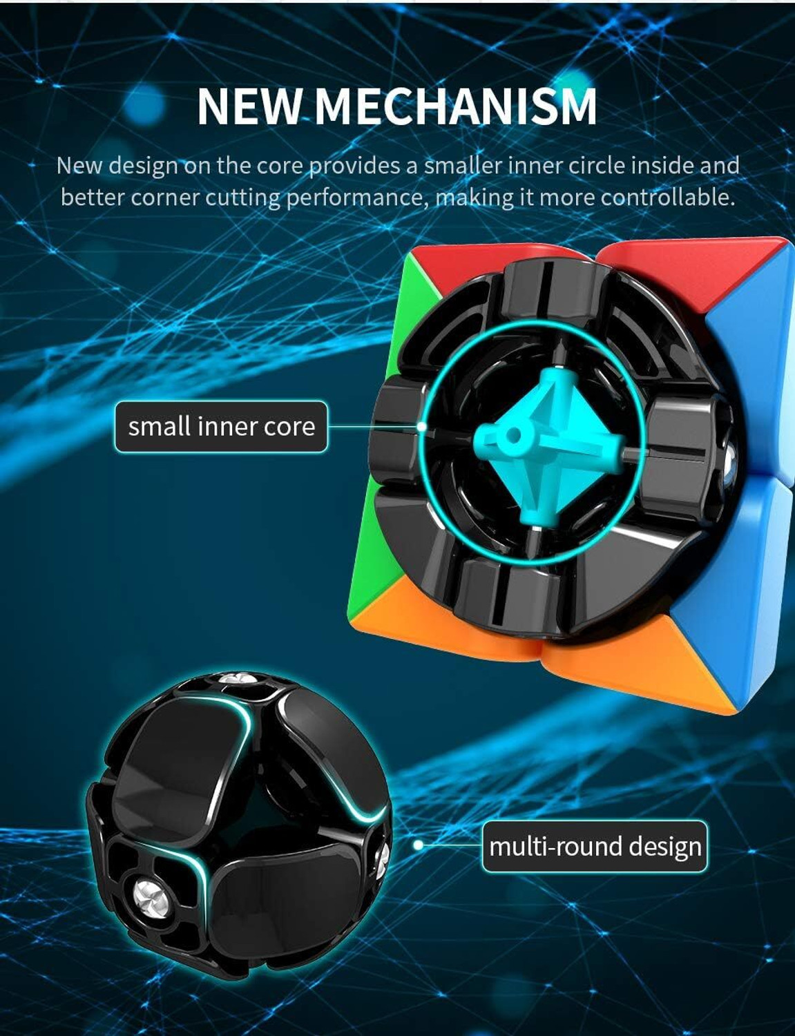 Image of TOYRENTTO MoYu MeiLong 2x2 Speed Cube Stickerless Smooth Turning Puzzle Toy for Kids