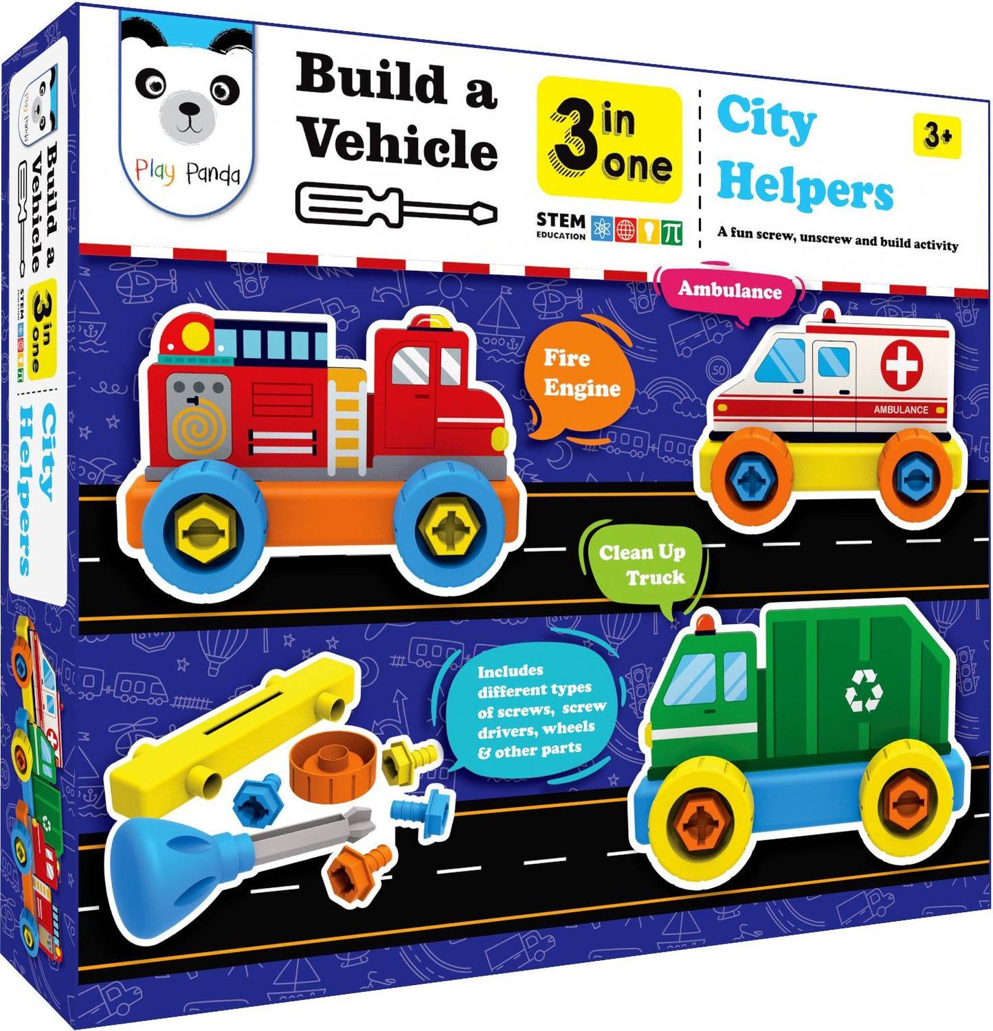 PLAY PANDA Build A Vehicle City Helpers - 3 in 1 - A fun screw &