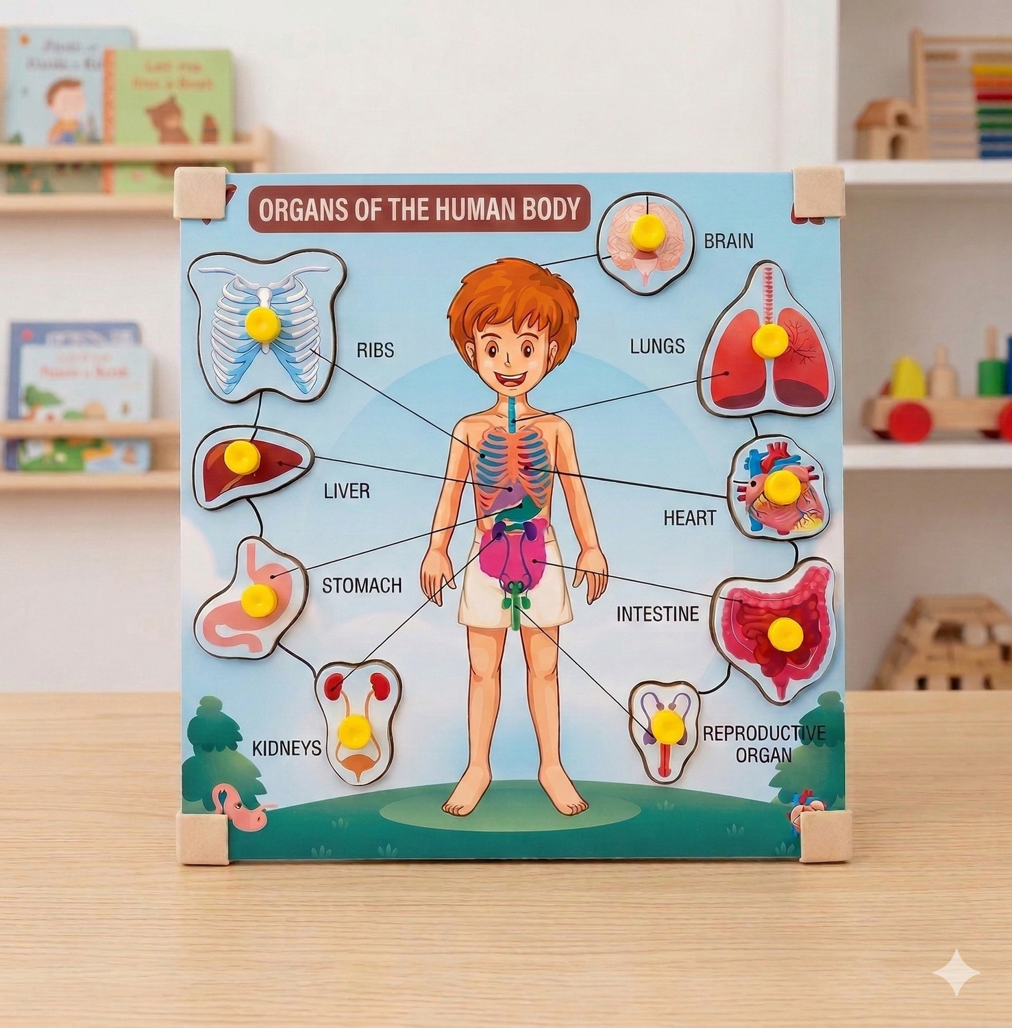 Image of Alafi Wooden Human Body Parts & Organs Puzzle Toy for Kids