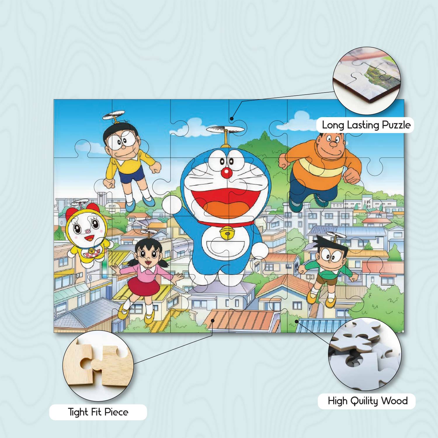 Khilonewale Wooden Doraemon Jigsaw Puzzle for Kids, 8x12 inch, Fun