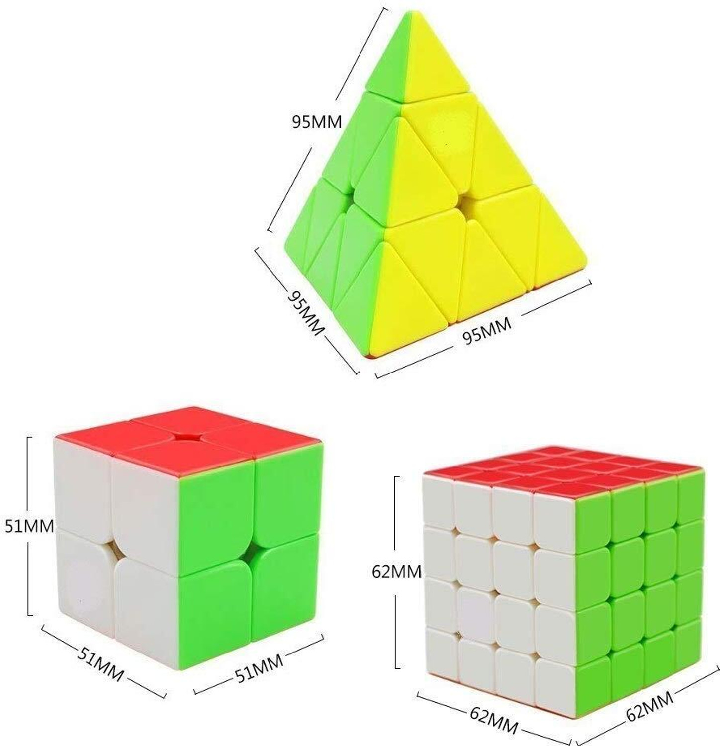 Image of Smart Kids 2x2 4x4 Cube & Pyramid Puzzle Combo | Speed Cube Brain Game