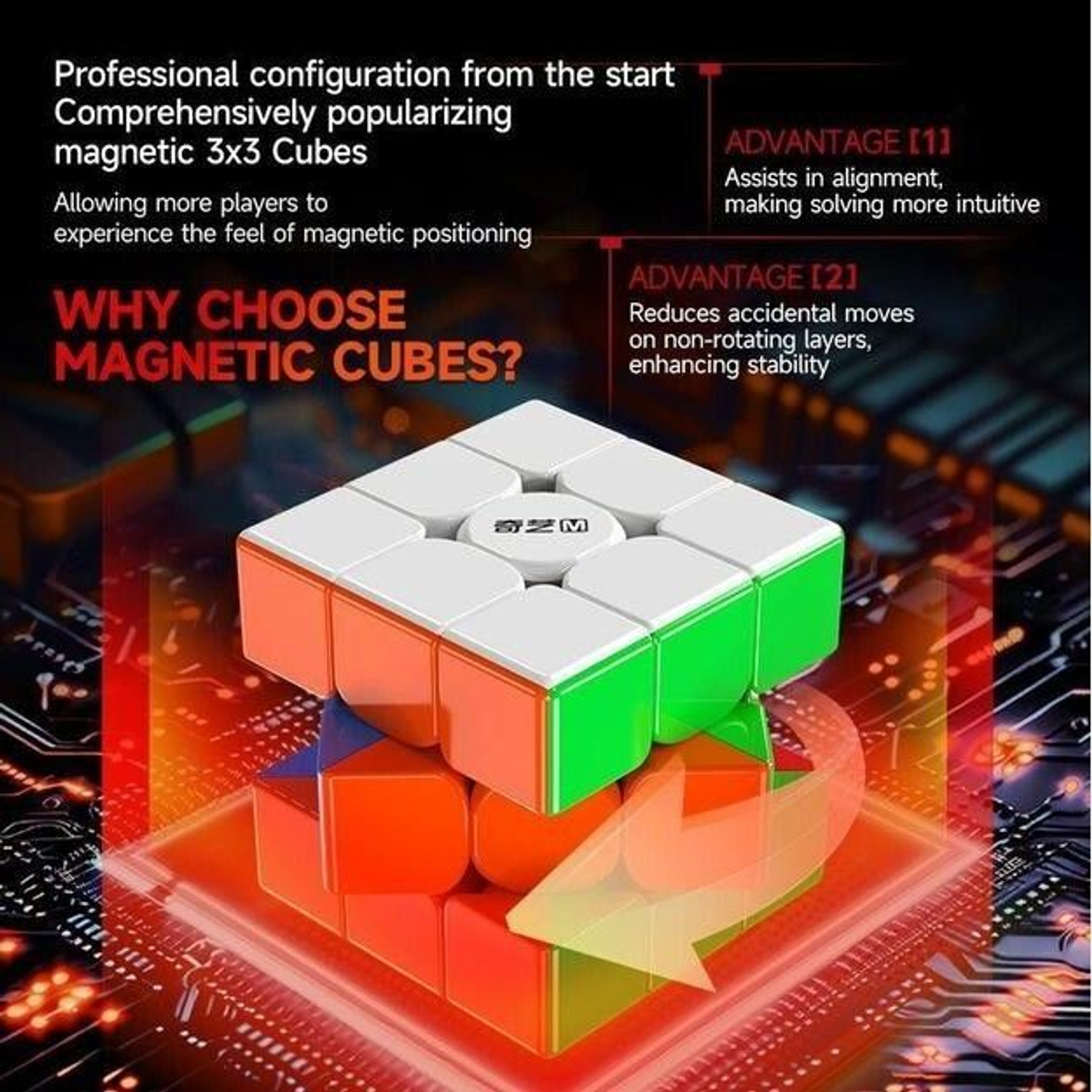 Image of Cuberkart QiYi Warrior M 3x3 Magnetic Stickerless Speed Cube with Factory Magnets, 56mm