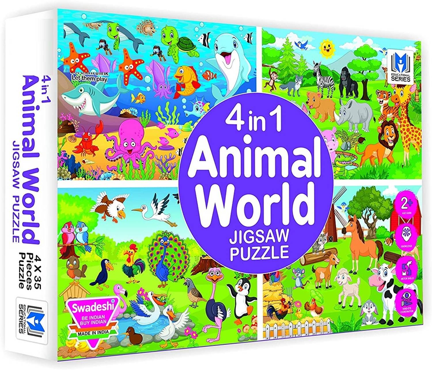 ARNIYAVALA Animal Puzzle 4 in1 Jigsaw puzzle for kids. 4 puzzles 35 pieces each
