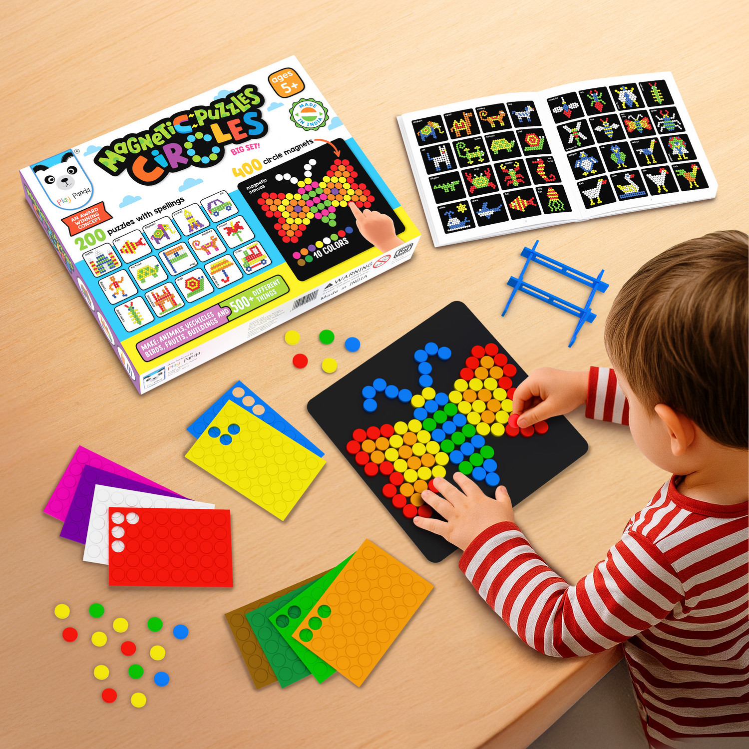 Image of PLAY PANDA Magnetic Puzzles (big) Circles with 400 Magnets & 200 Puzzles