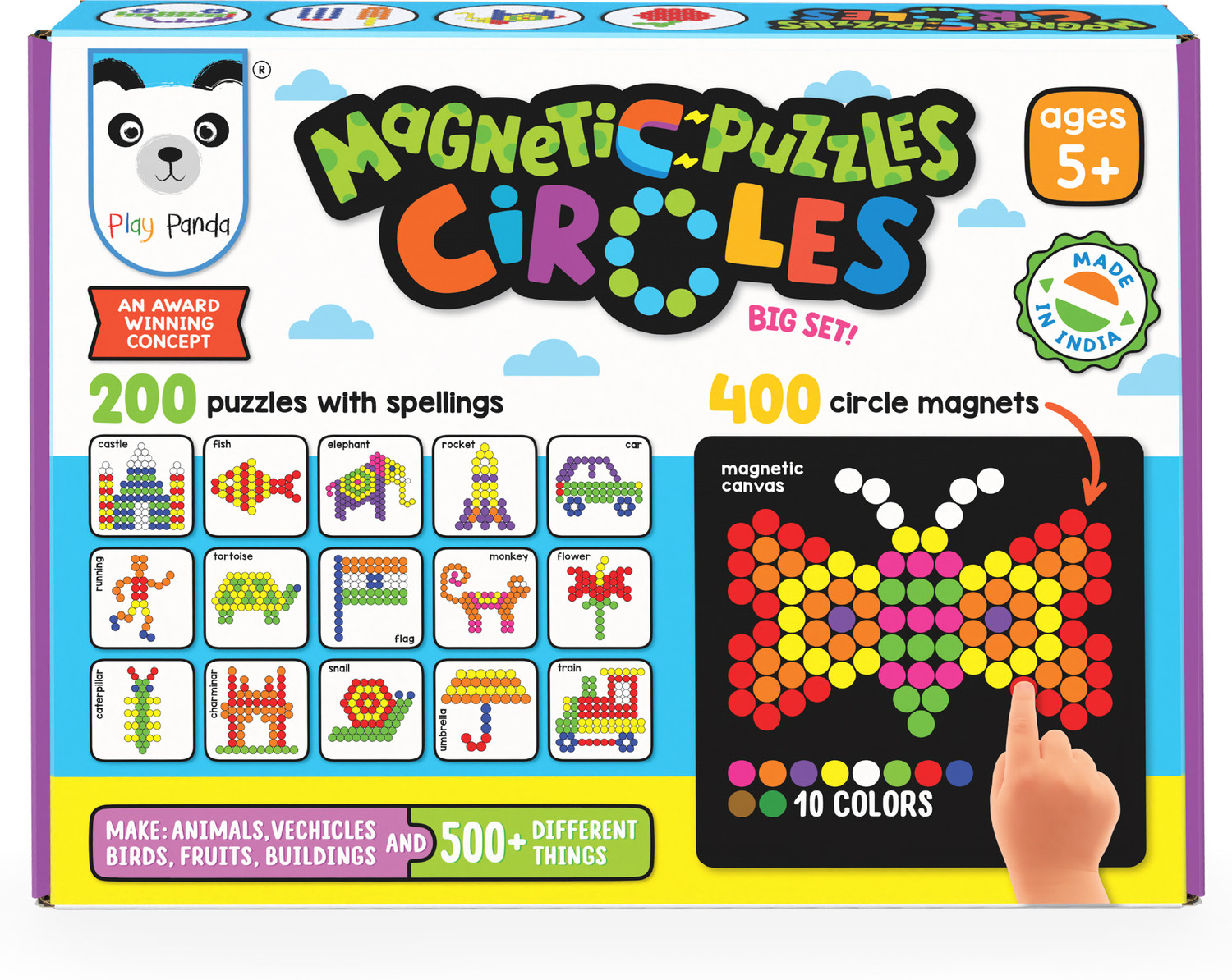 Image of PLAY PANDA Magnetic Puzzles (big) Circles with 400 Magnets & 200 Puzzles