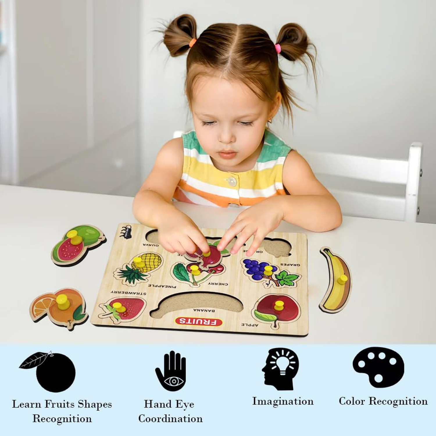 Image of TOYVISION New Arrival Fruits Puzzle Knobs Educational Learning Toy for Kids