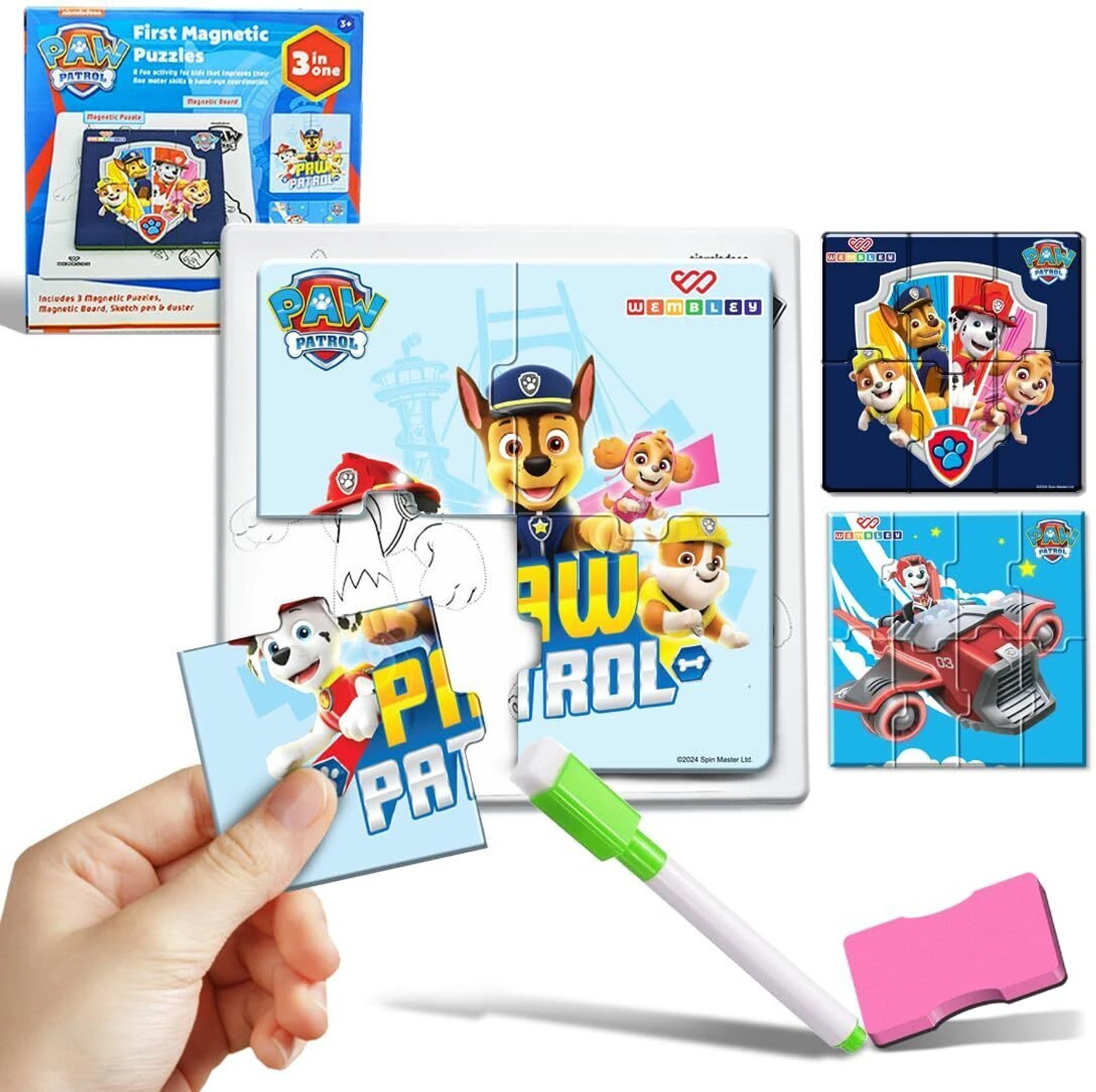 Image of Wembley Paw Patrol Jigsaw Magnetic Puzzle for Kids 3+ Years - 3 in 1 Educational Fun