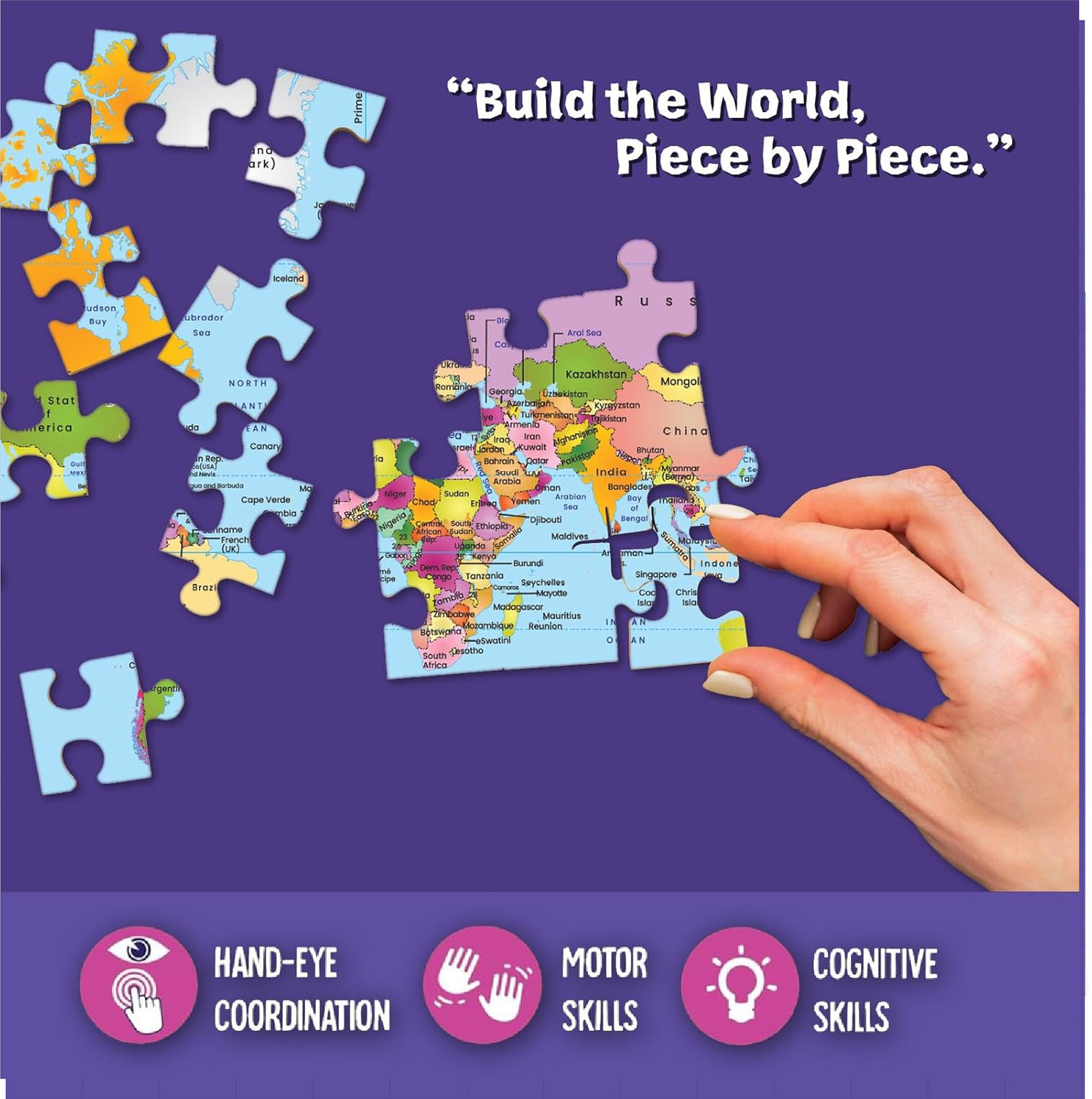 Image of FUNSKOOL Let's Learn World Map Puzzle For Kid's Knowledge Improving (105 Pieces)