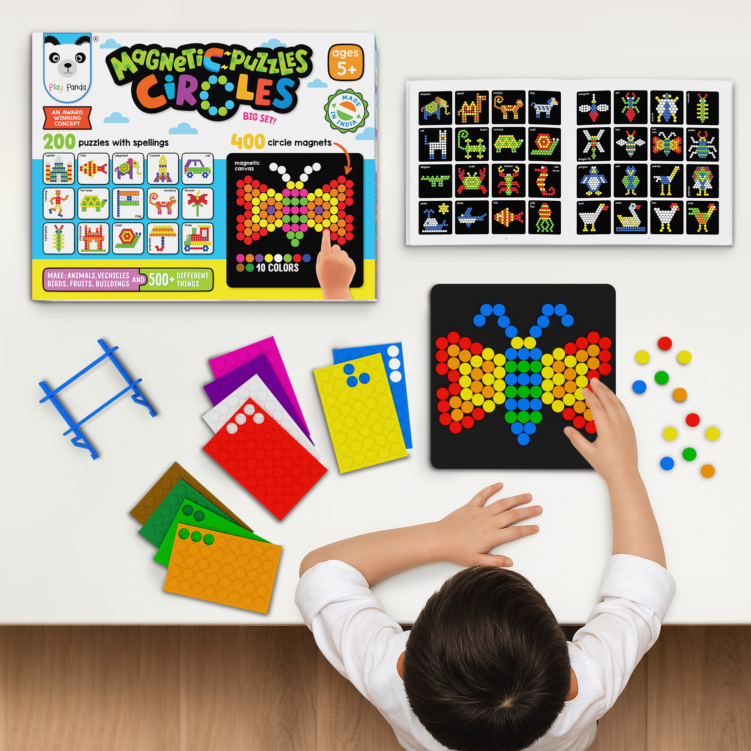 Image of PLAY PANDA Magnetic Puzzles (big) Circles with 400 Magnets & 200 Puzzles