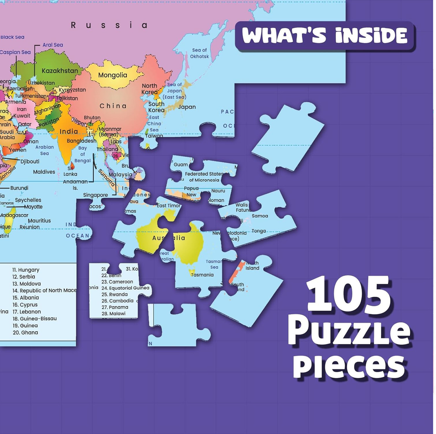 Image of FUNSKOOL Let's Learn World Map Puzzle For Kid's Knowledge Improving (105 Pieces)