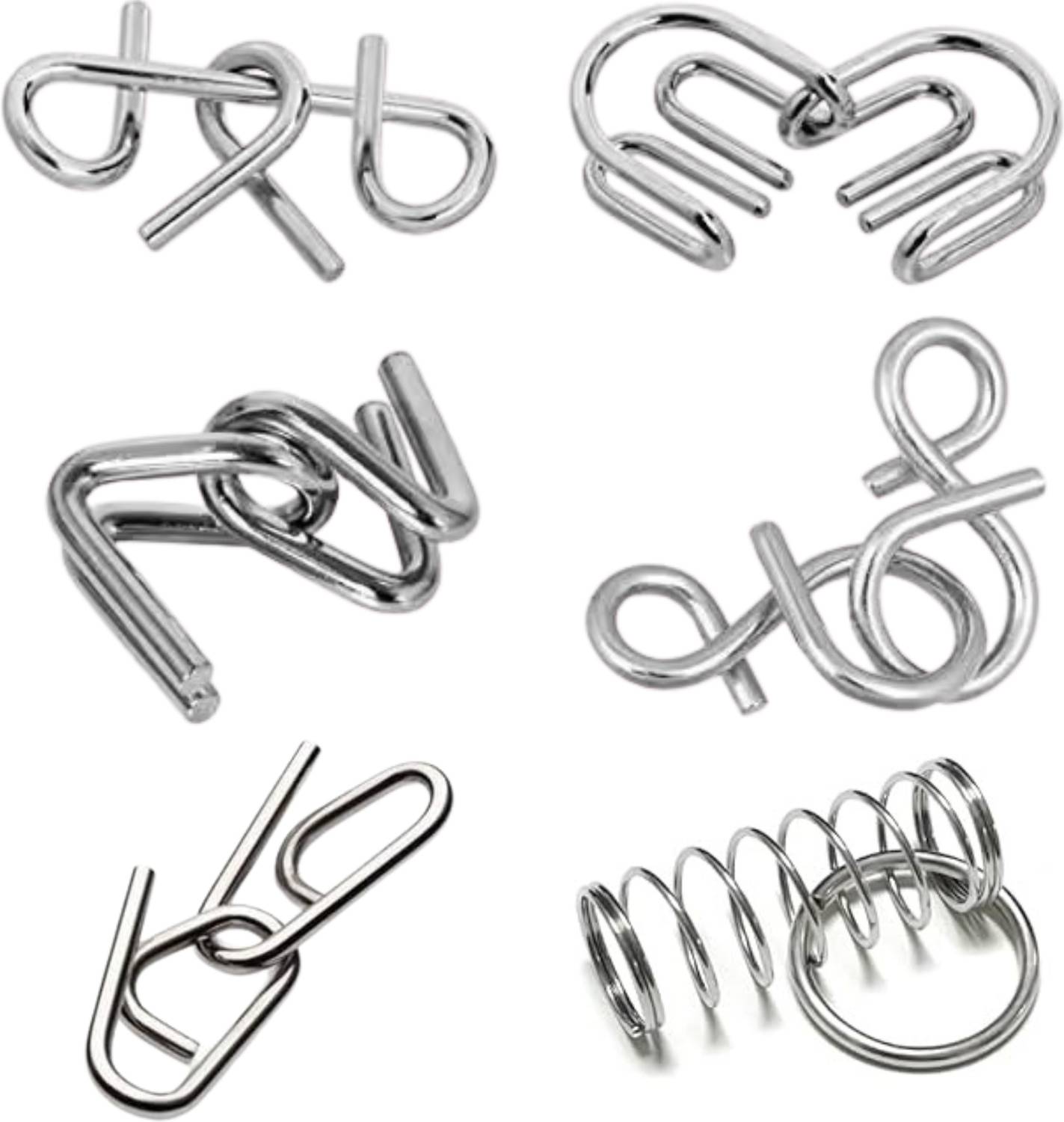AMB Brain Teasers Metal Wire Puzzle Toys, IQ Tester, Brain Games for Kids