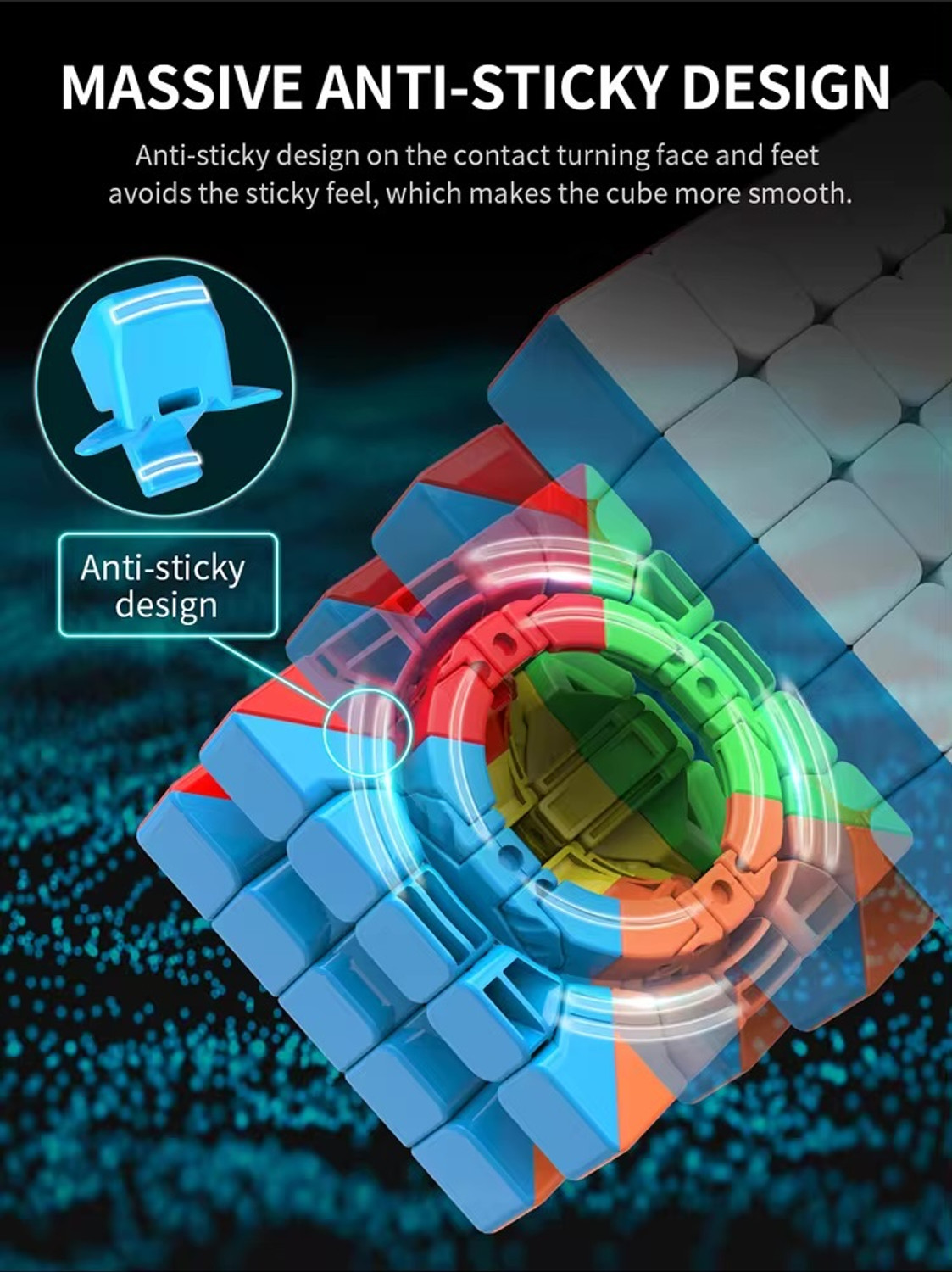 Image of D ETERNAL Cube 5x5 Stickerless Speedcube with Cube Stand and Protecting Pouch Bag