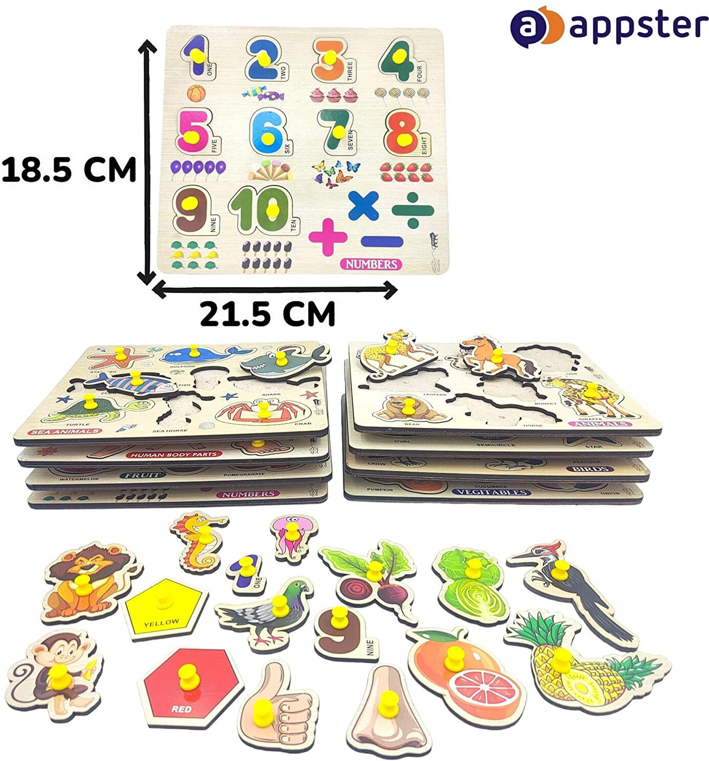 Image of Appster Educational Colorful Wooden Puzzle Toy Kids Learning Toys Board Game
