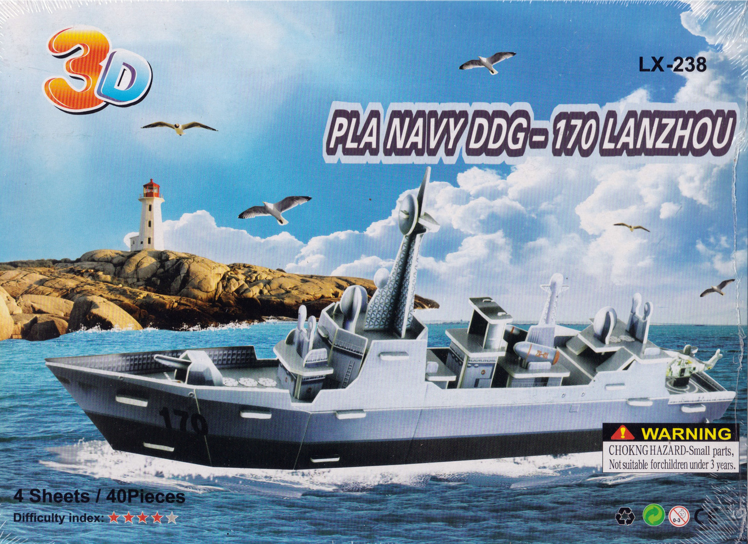 Image of FUNUWA TOYS AI4S, 3d DIY Puzzle PLA Navy DDG-170 Lanzhou Ship Model, 40 Pieces, L P 238