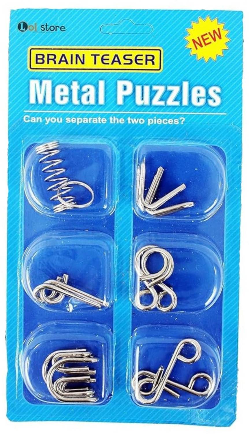 AMB Toys Set of 6 in 1 Metal Puzzle Brain Teaser Challenge Set IQ Busters Toy All