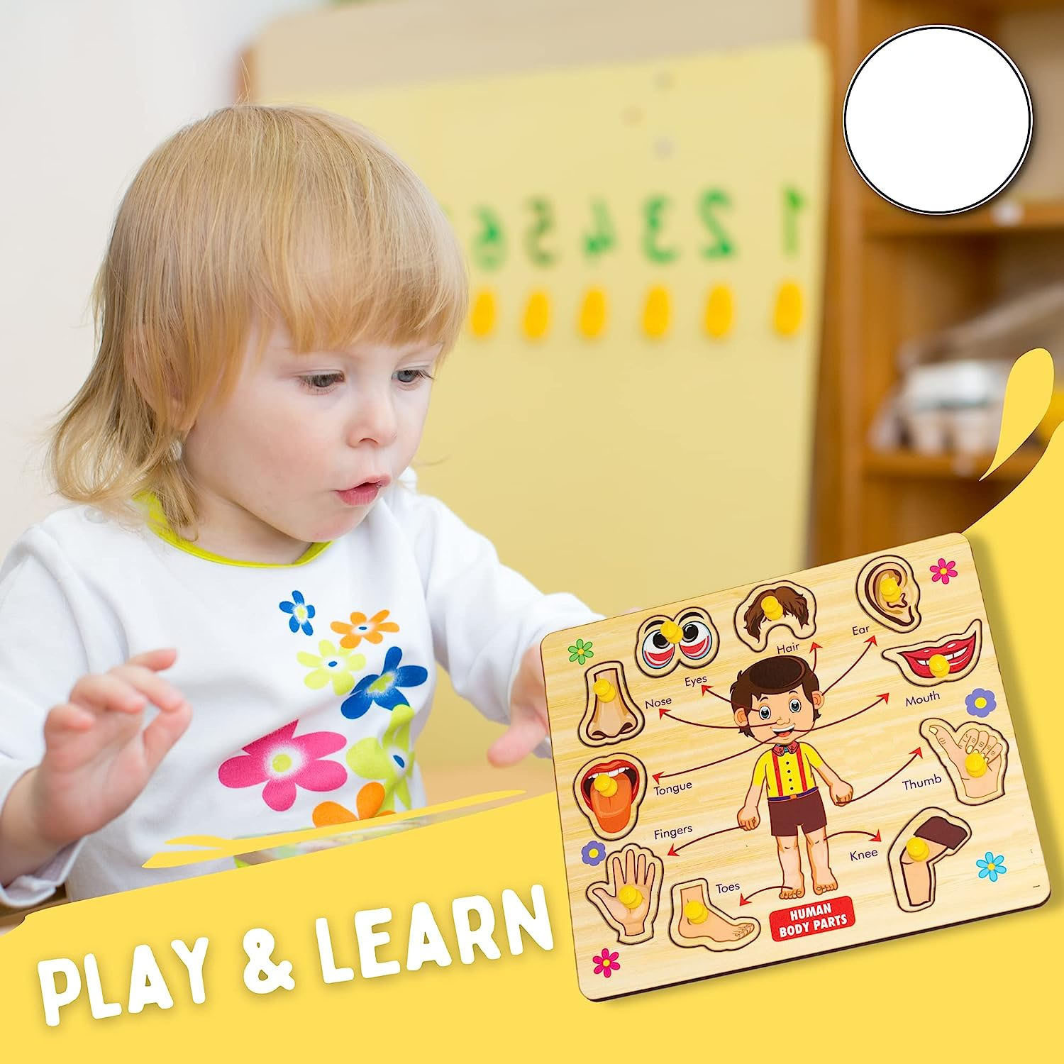 Image of SHALAFI Montessori Creative Body Part Puzzle Games Kids Wooden Toys Baby Learning Toys