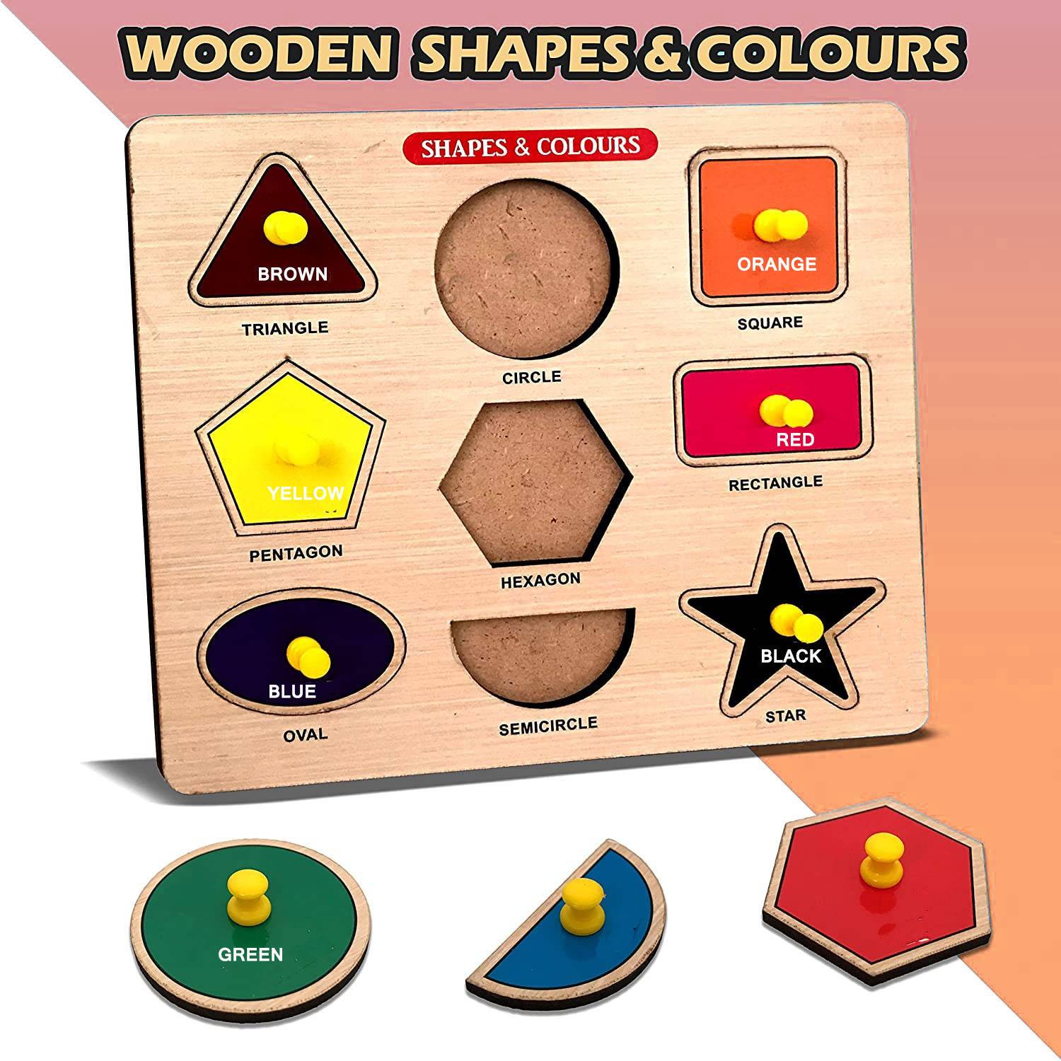 BUY SURETY Geometric Shape Matching Puzzle Color&Shape Puzzle Pegboard Sorting Blocks