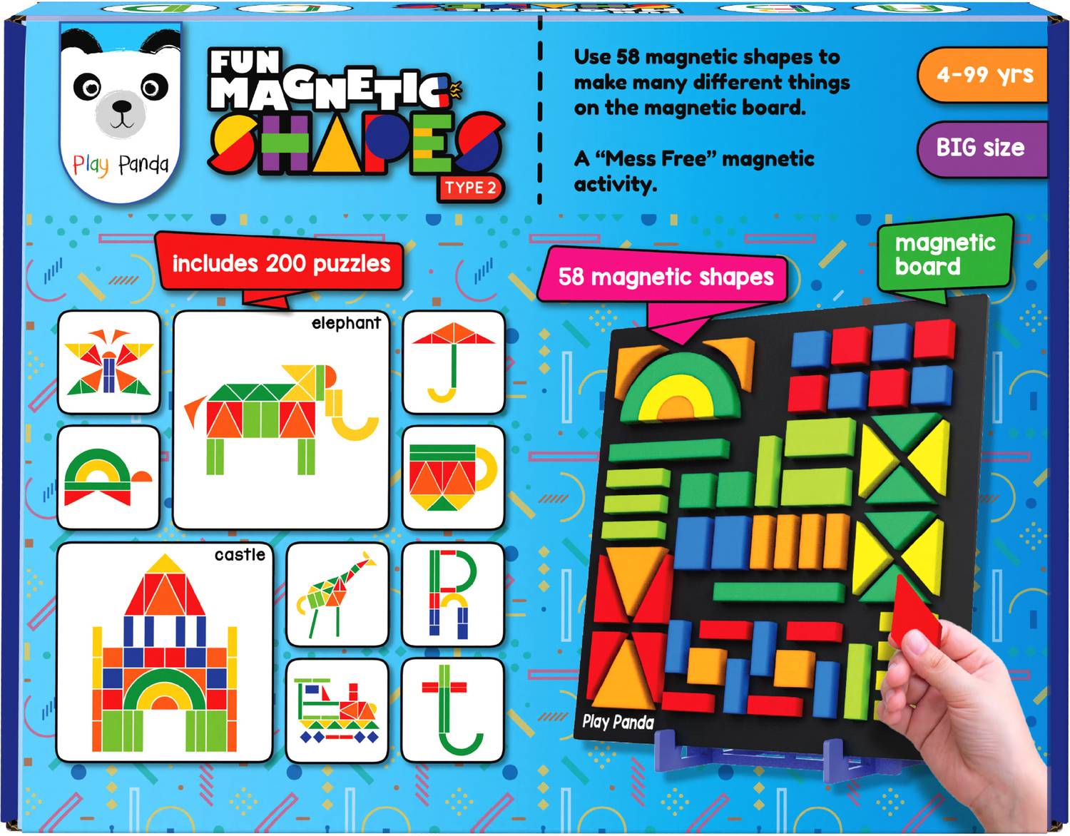 PLAY PANDA Fun Magnetic Shapes (senior) Type 2 with 58 Magnetic S