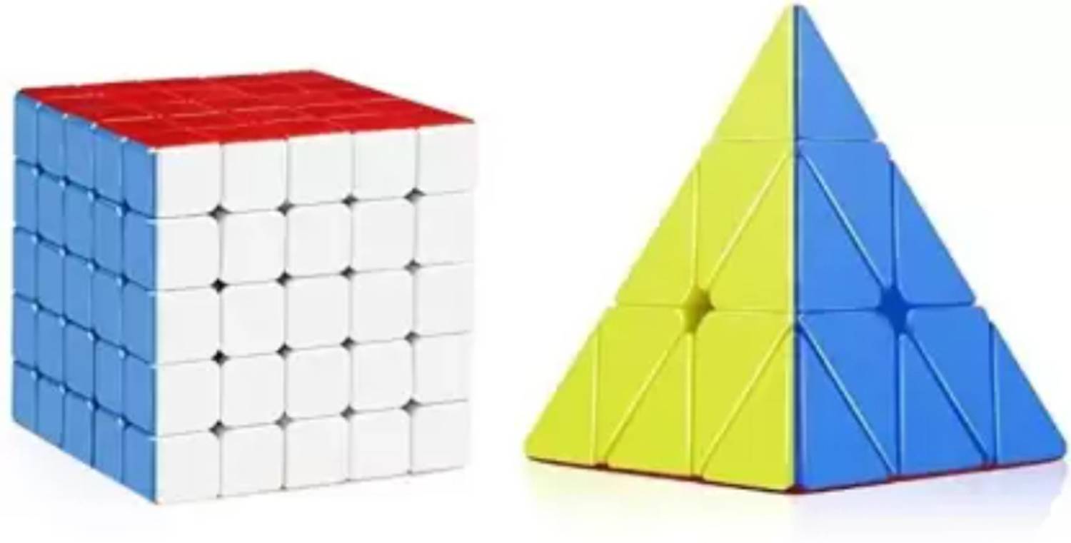 4AJ BAZAAR 5x5 And Pyraminx Pyramid High Speed Stickerless Magic Cube