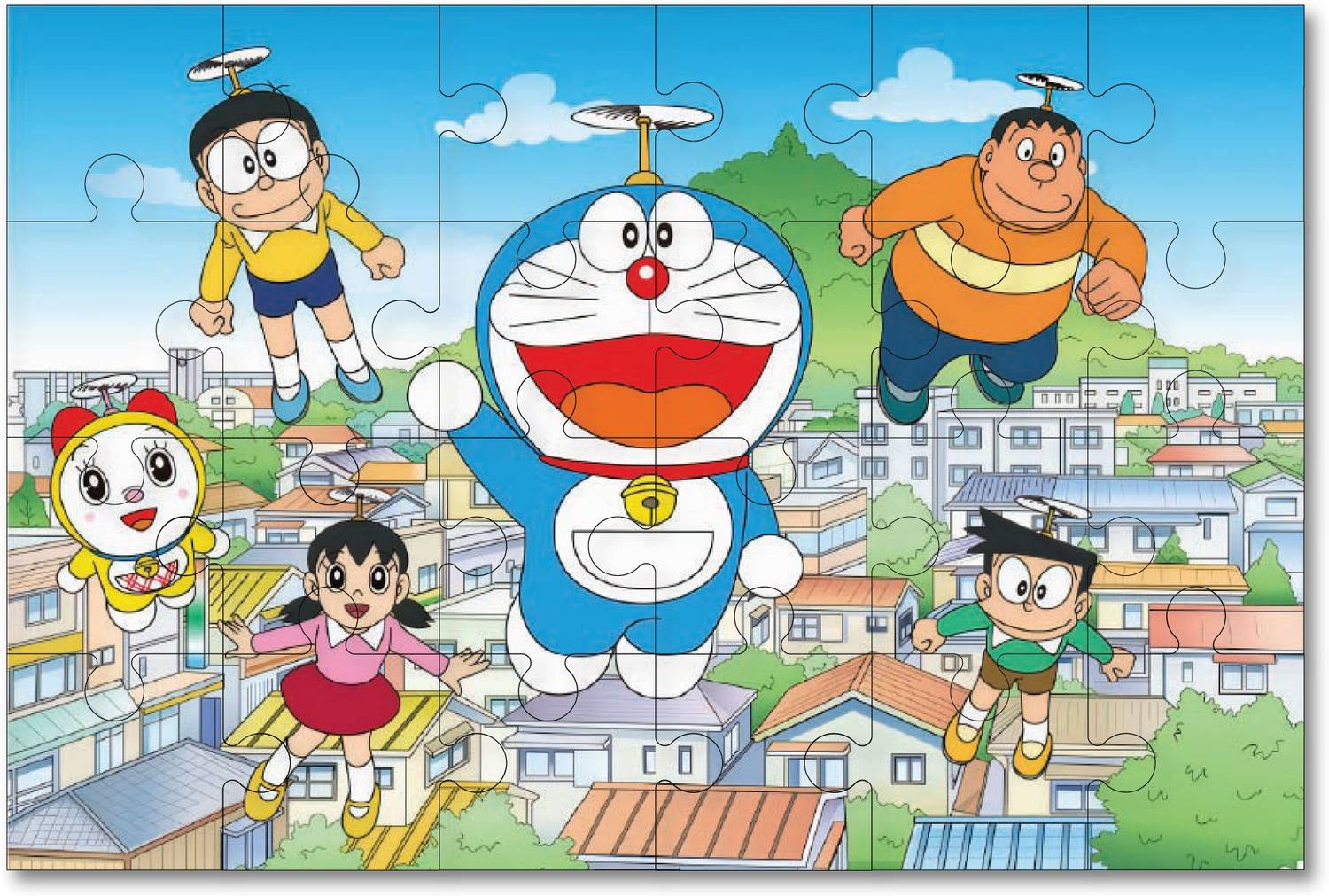 Doraemon ジグソーパズル 1350ピース Khilonewale Wooden Doraemon Jigsaw Puzzle for Kids, 8x12 inch, Fun