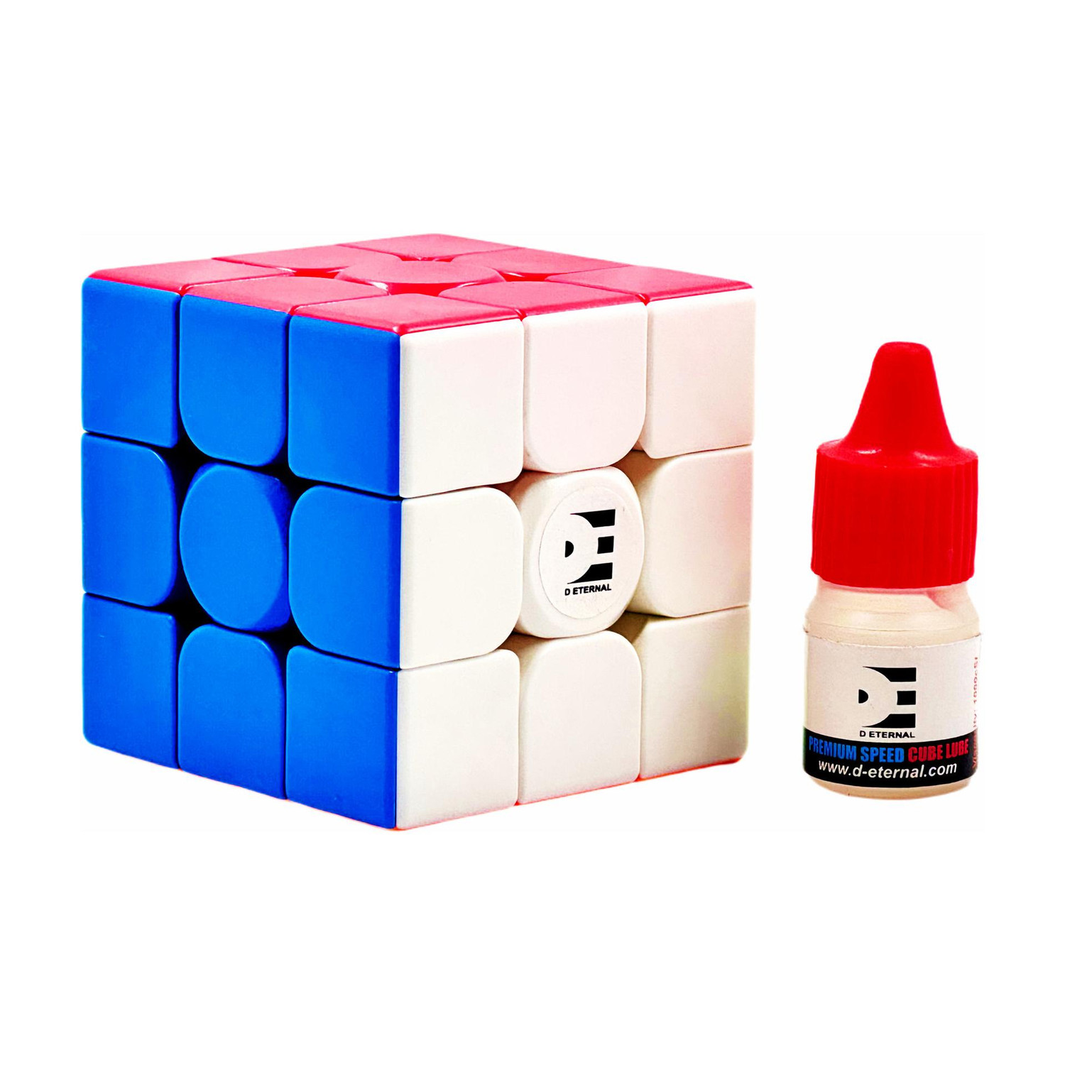 D ETERNAL Cube 3x3 High Speed Stickerless Magic Puzzle & Premium Cube Lubricant Combo Set