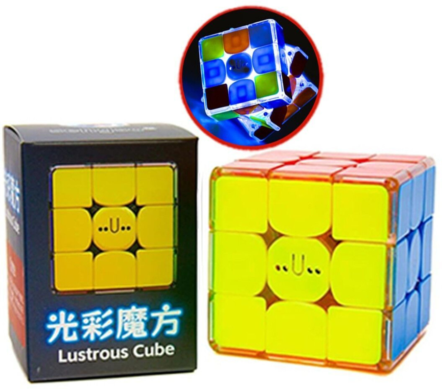 Image of Cuberkart Sengso Lustrous Light-Up 3x3 | Rechargeable Glow-in-the-Dark LED Cube